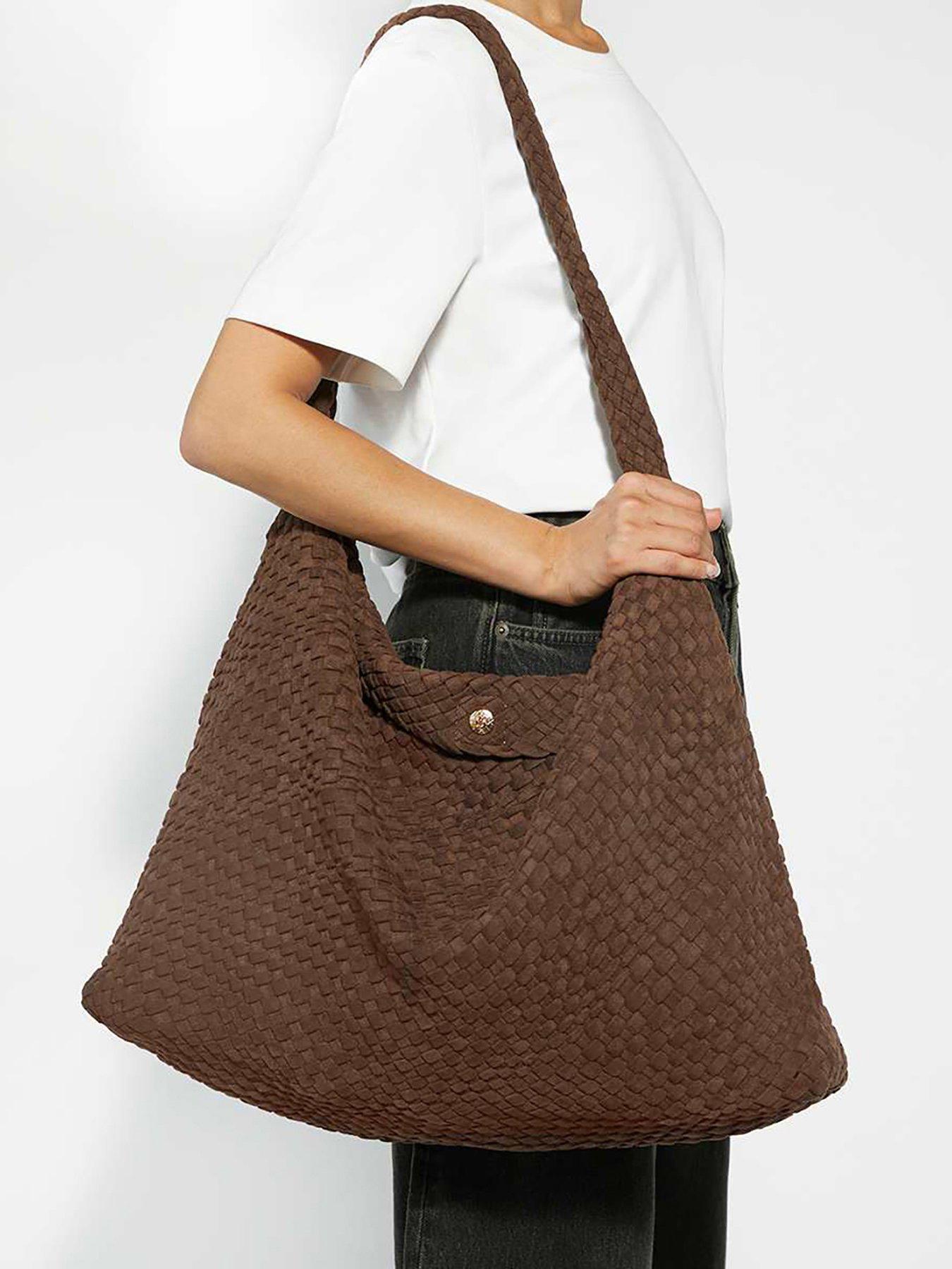 Dune London Deliberate XL Woven Slouch Bag - Dark Brown