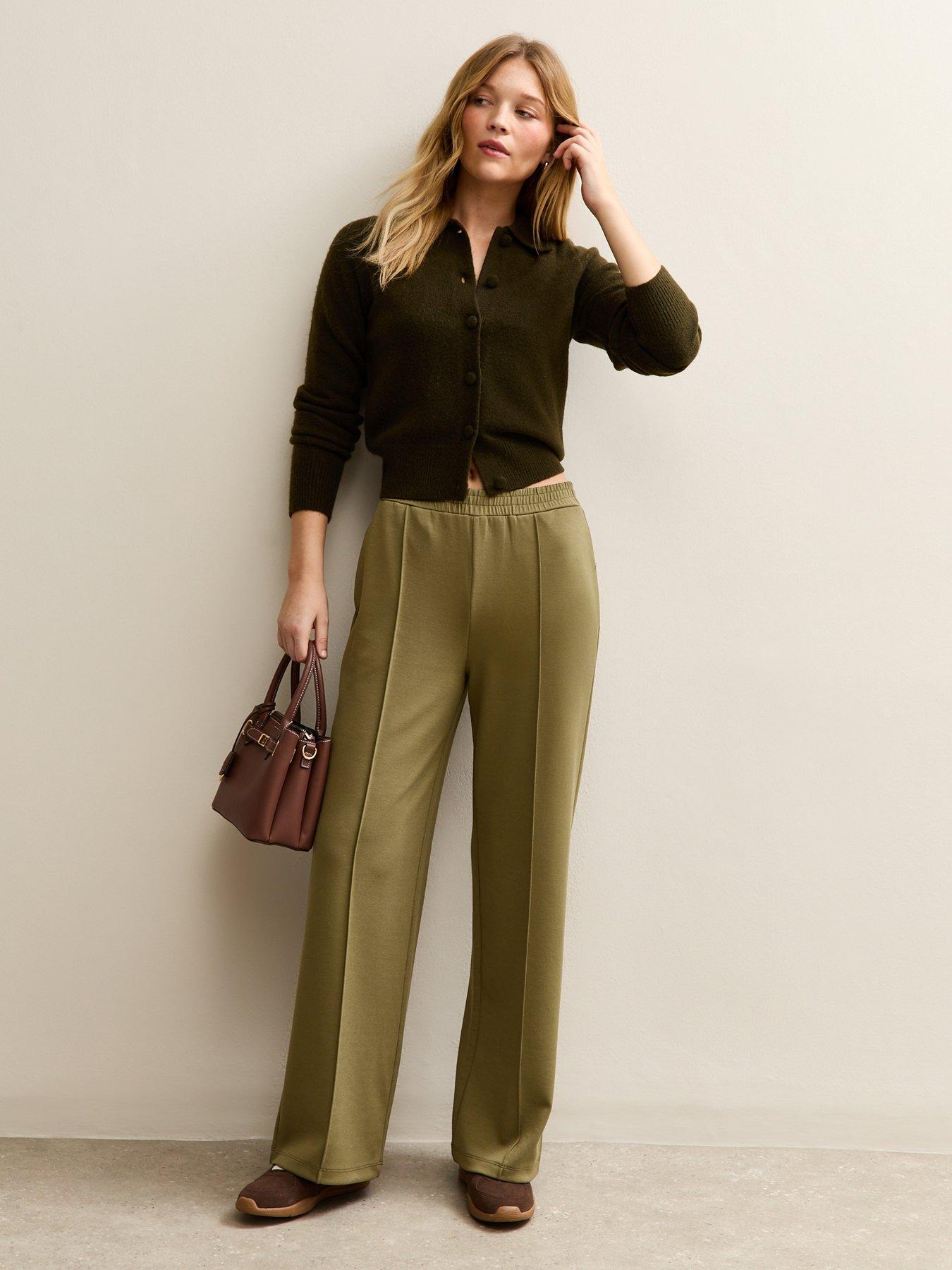 New Look Soft Touch Front Seam Joggers - Khaki