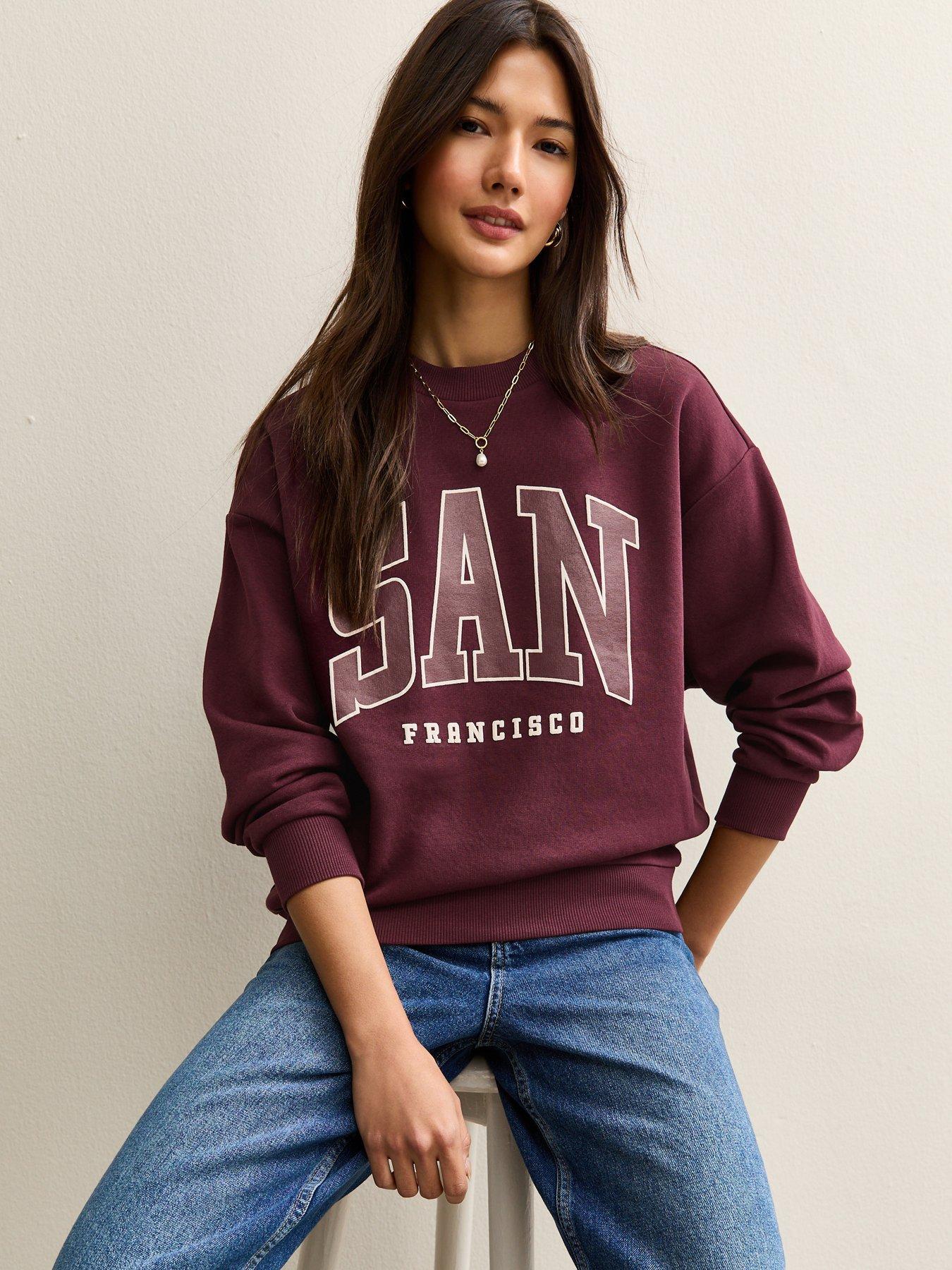 New Look Dark Burgundy San Francisco Logo Sweatshirt