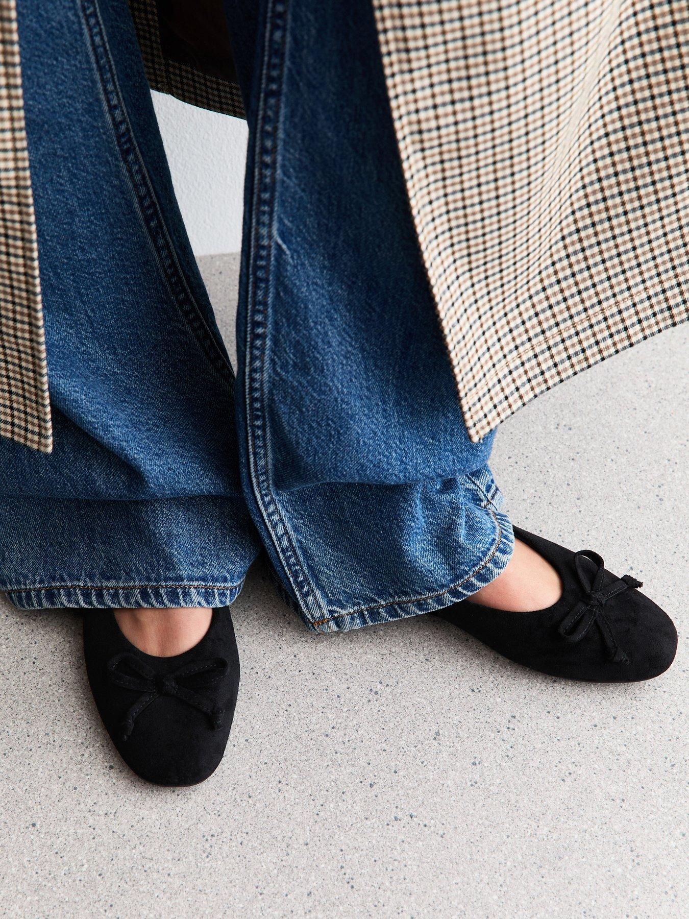 new-look-faux-suede-bow-ballerina-pumps-black