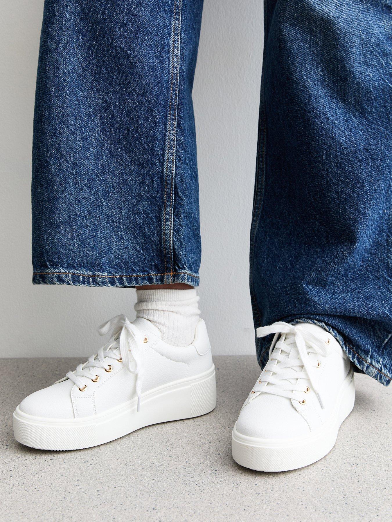 New Look Faux Leather Wedge Trainers - White