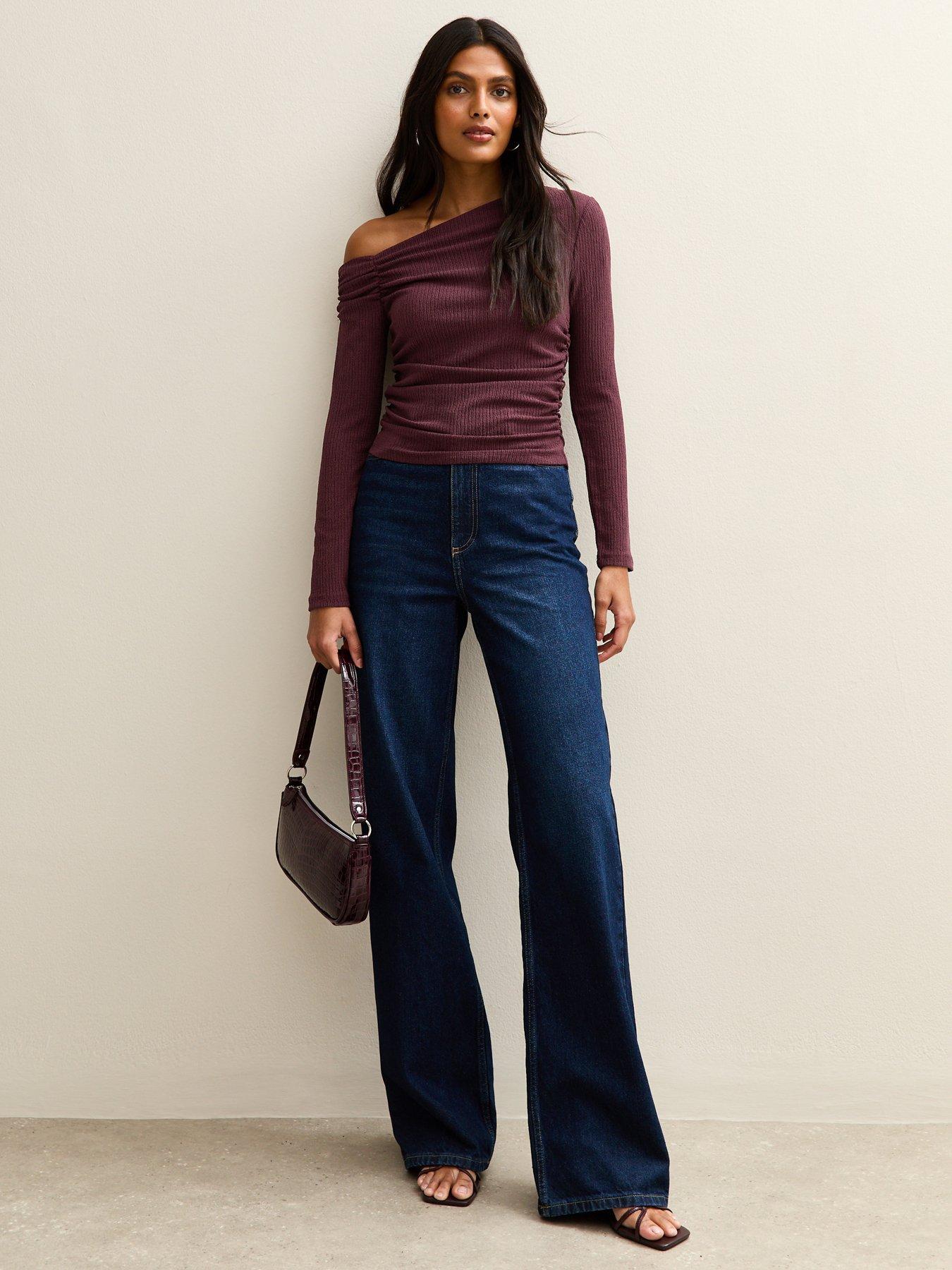 new-look-burgundy-asymmetric-ruched-waist-long-sleeve-topback