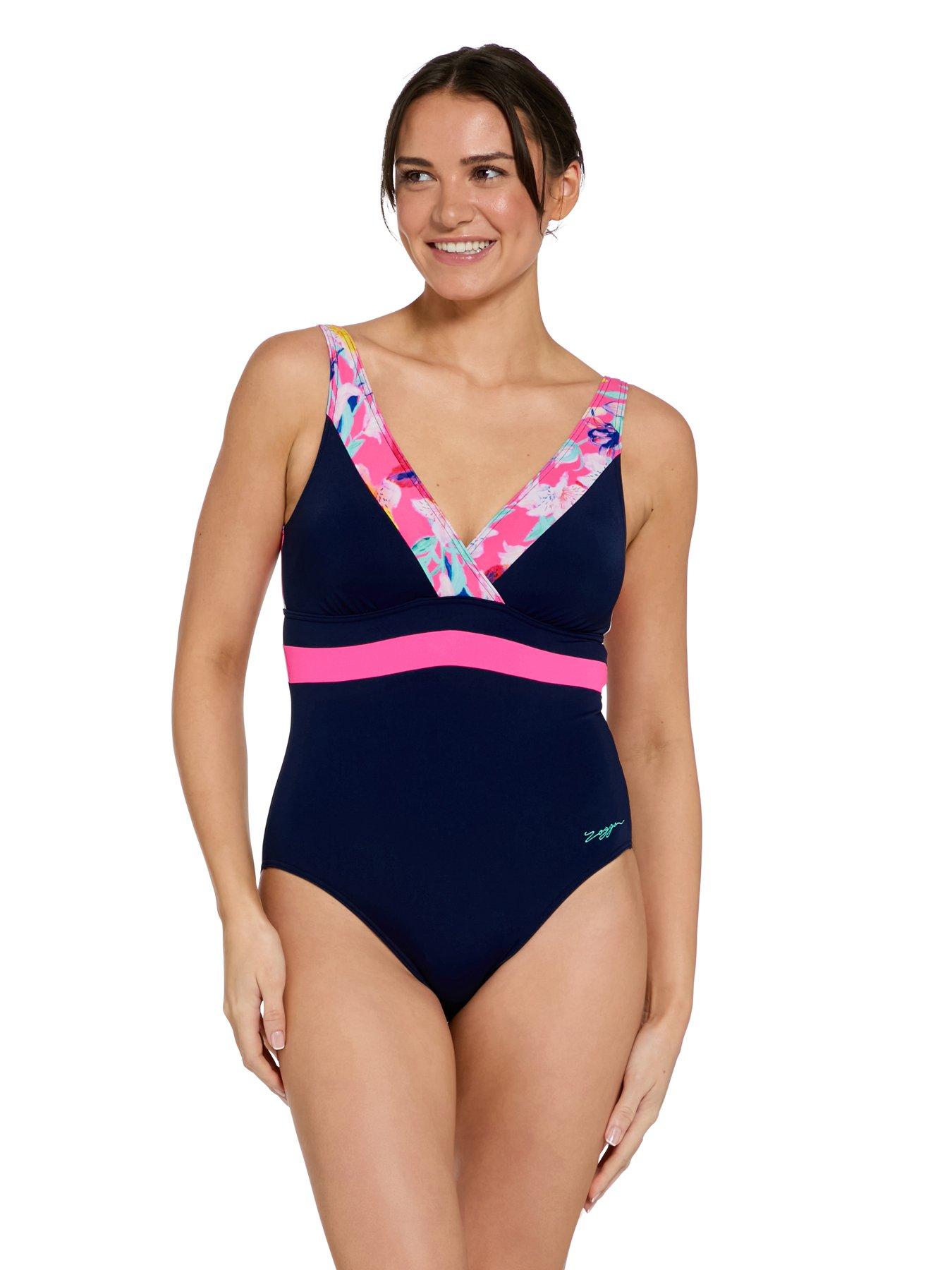 Image 3 of 6 of Zoggs Womens Swim Squareback (Back Panel) Swimsuit - Multi