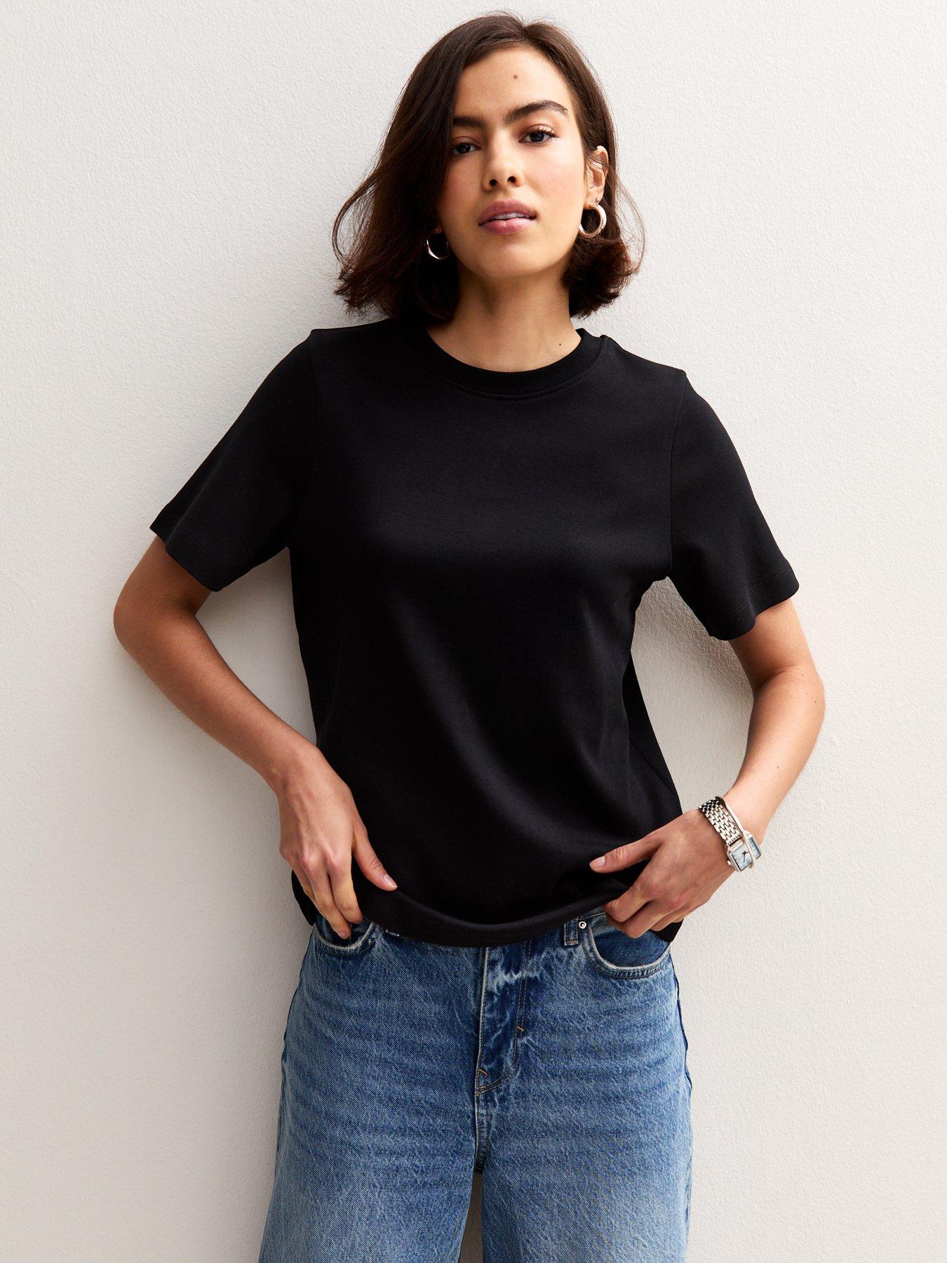 New Look Black Premium Heavyweight Cotton Relaxed T-Shirt