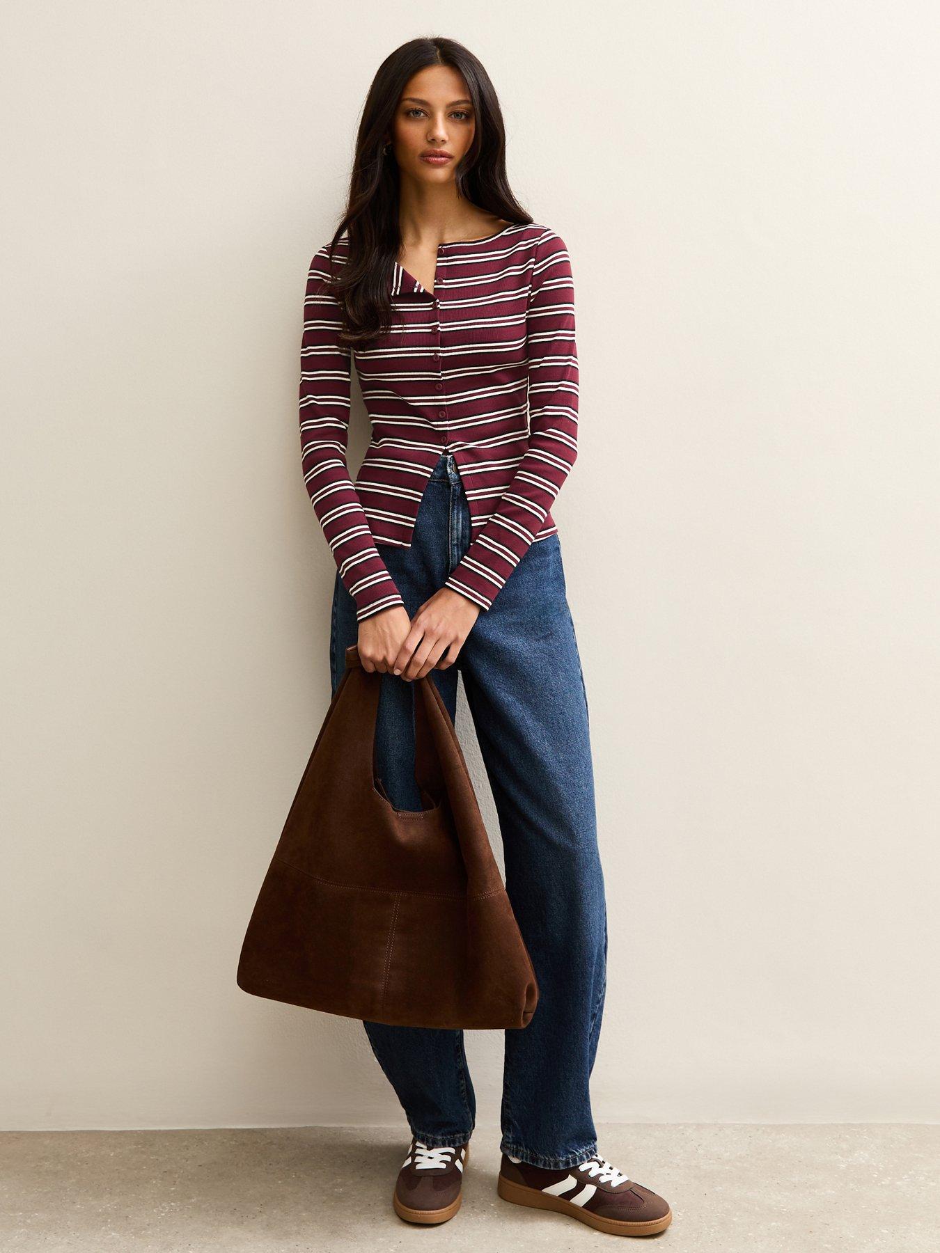 new-look-red-striped-crew-neck-cardiganback