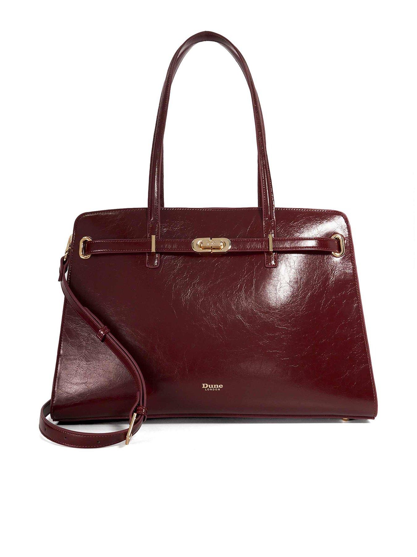dune-london-define-large-belted-tote-dark-redstillFront