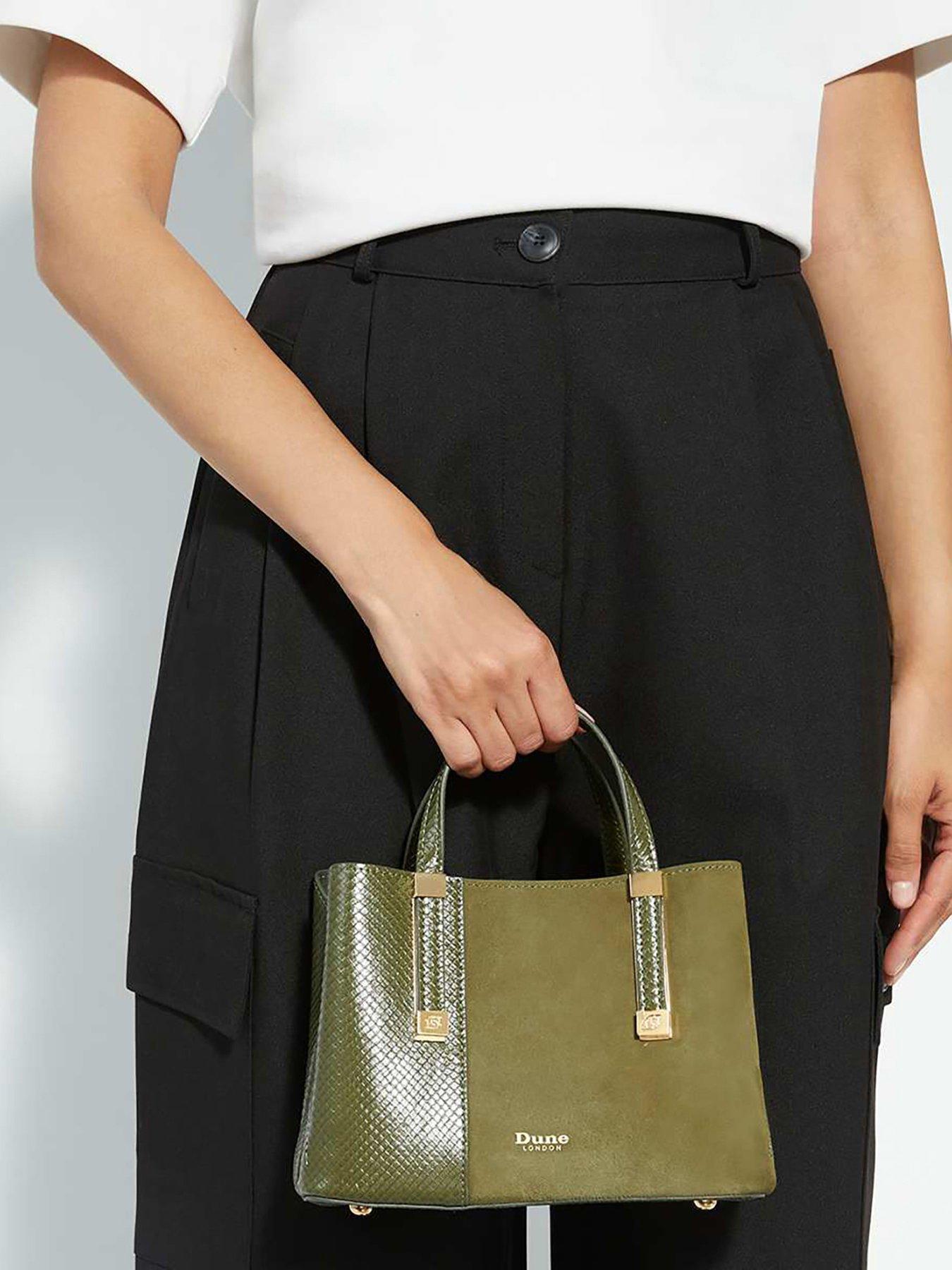 dune-london-dinkydorry-mini-3-part-tote-dark-greenfront