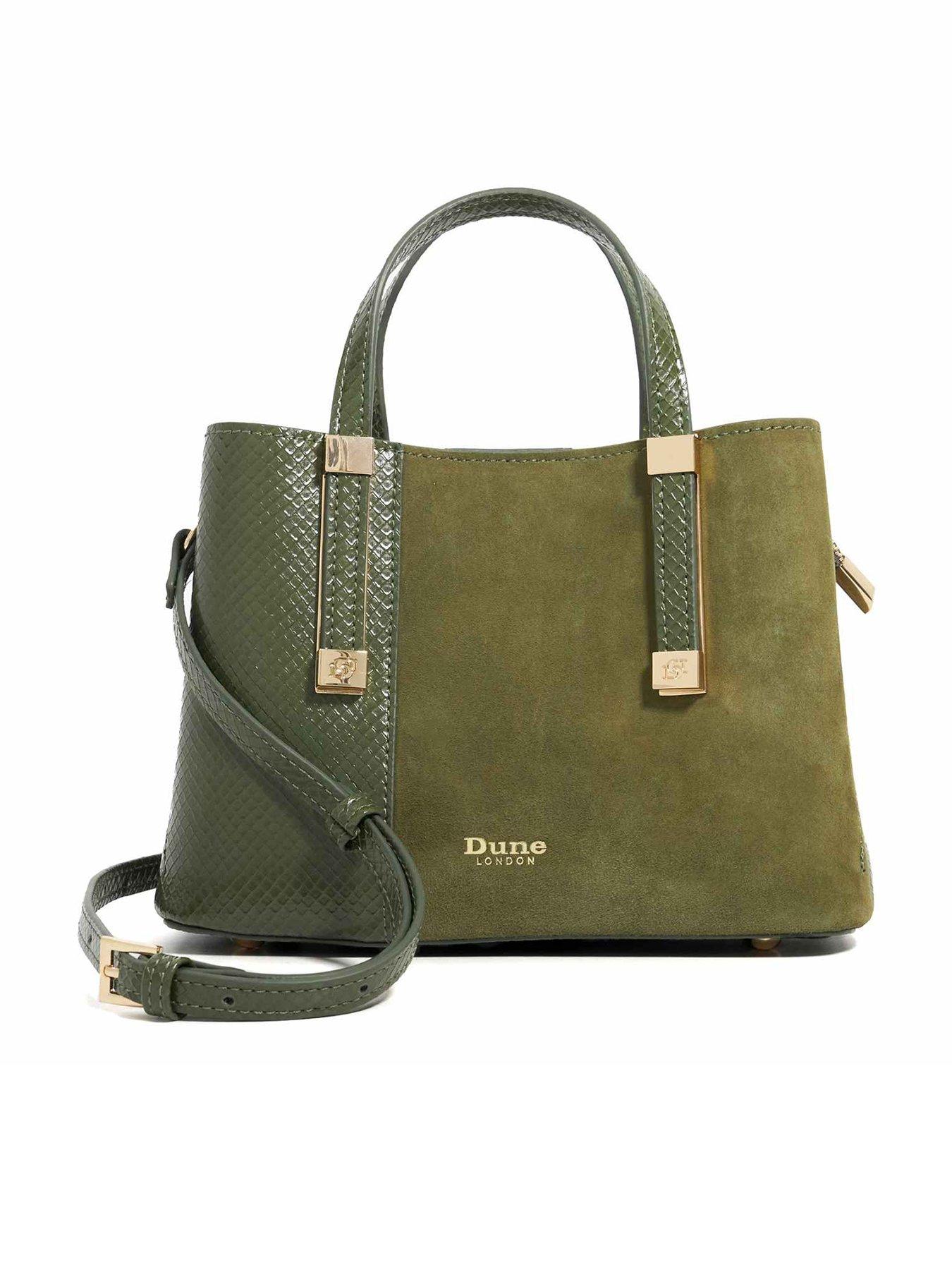 dune-london-dinkydorry-mini-3-part-tote-dark-greenstillFront