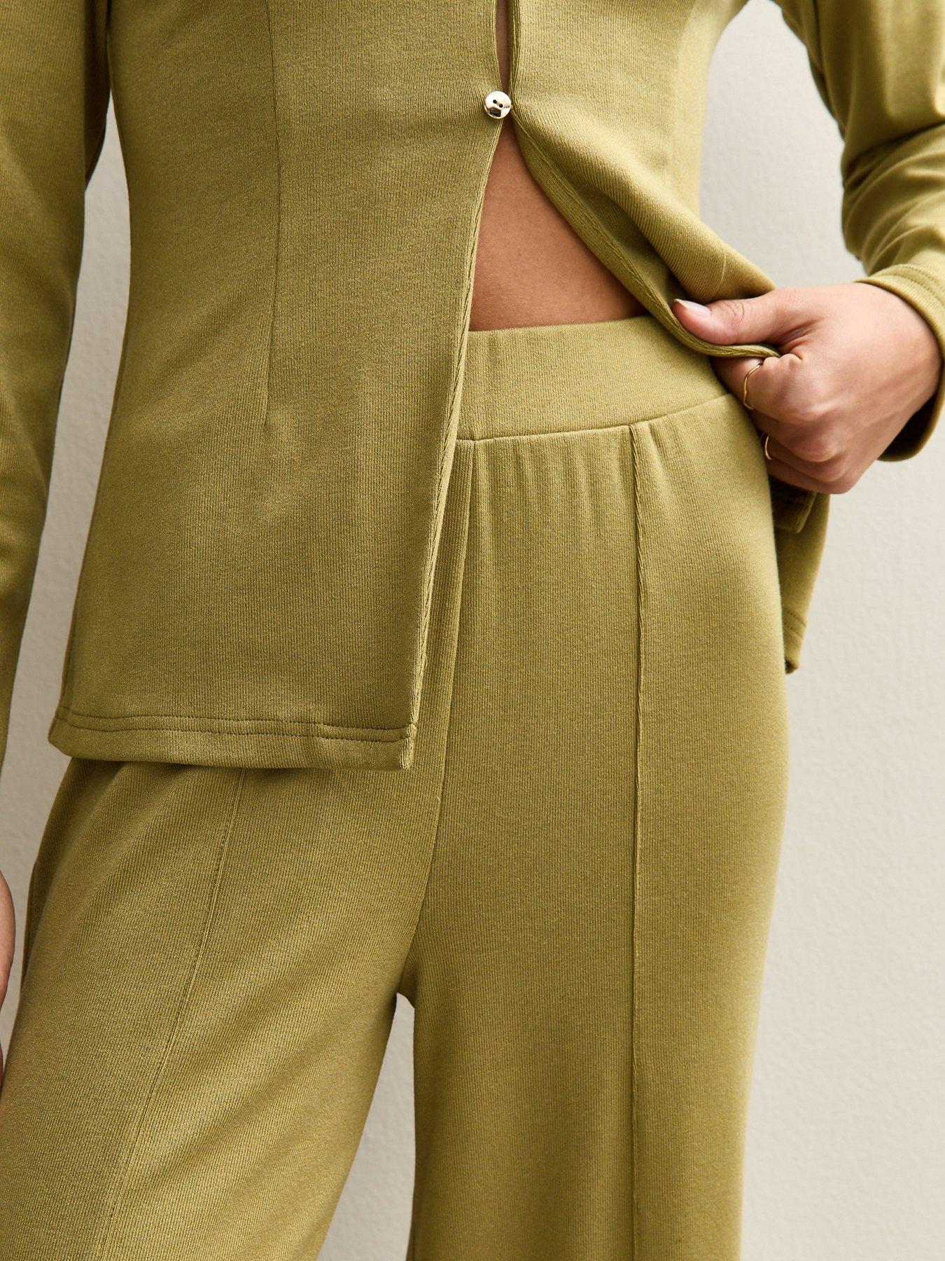 new-look-soft-touch-front-seam-wide-leg-trousers-khakioutfit