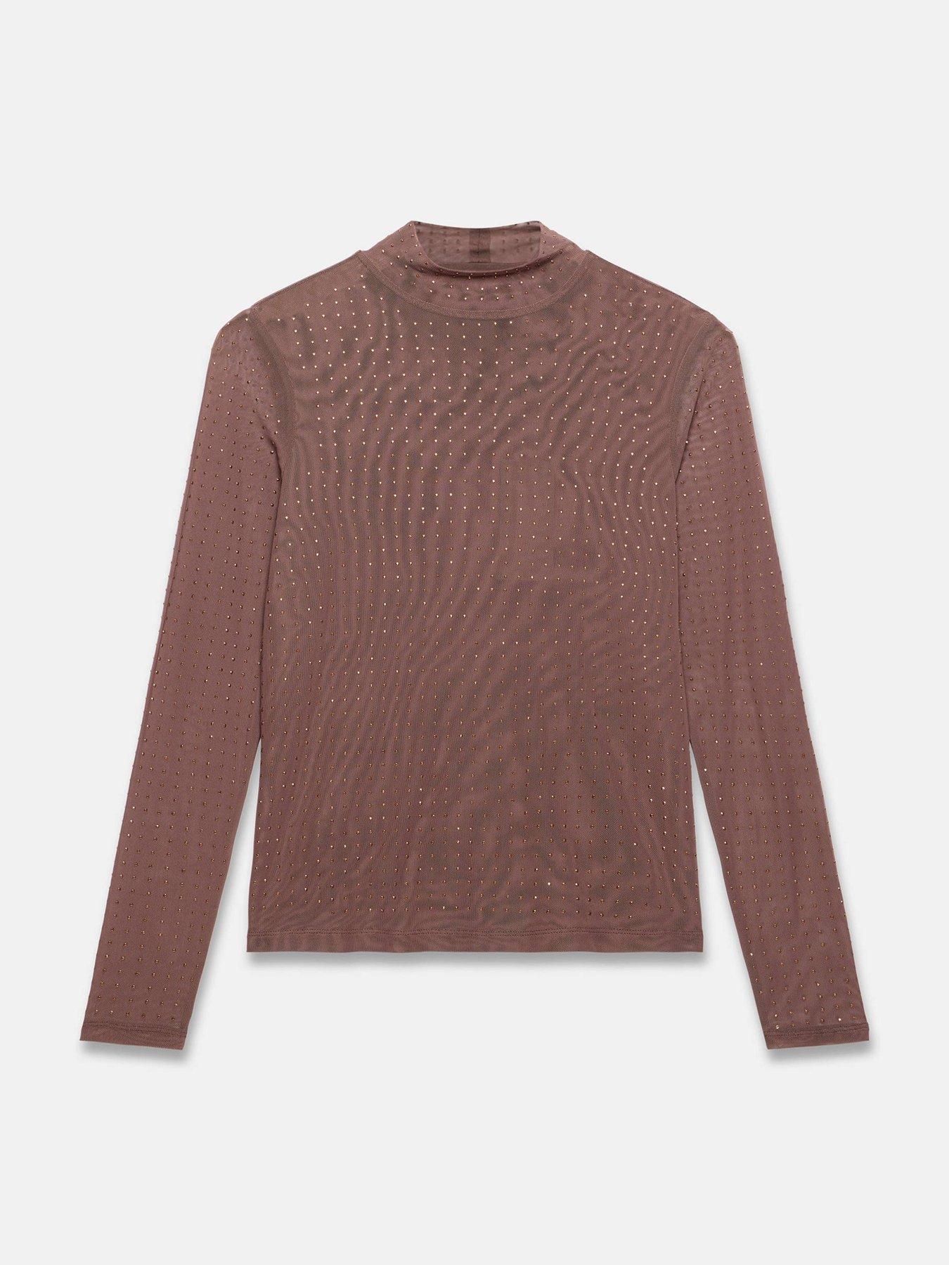 mint-velvet-brown-hotfix-mesh-top-creamdetail