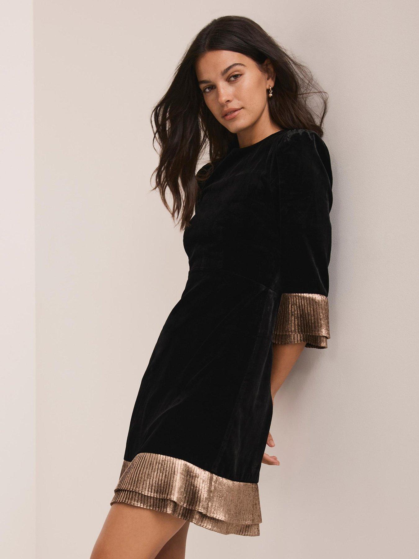 army black dress Gold Chain Open Back Mini Dress in Black/Gold – SVRN main image 0