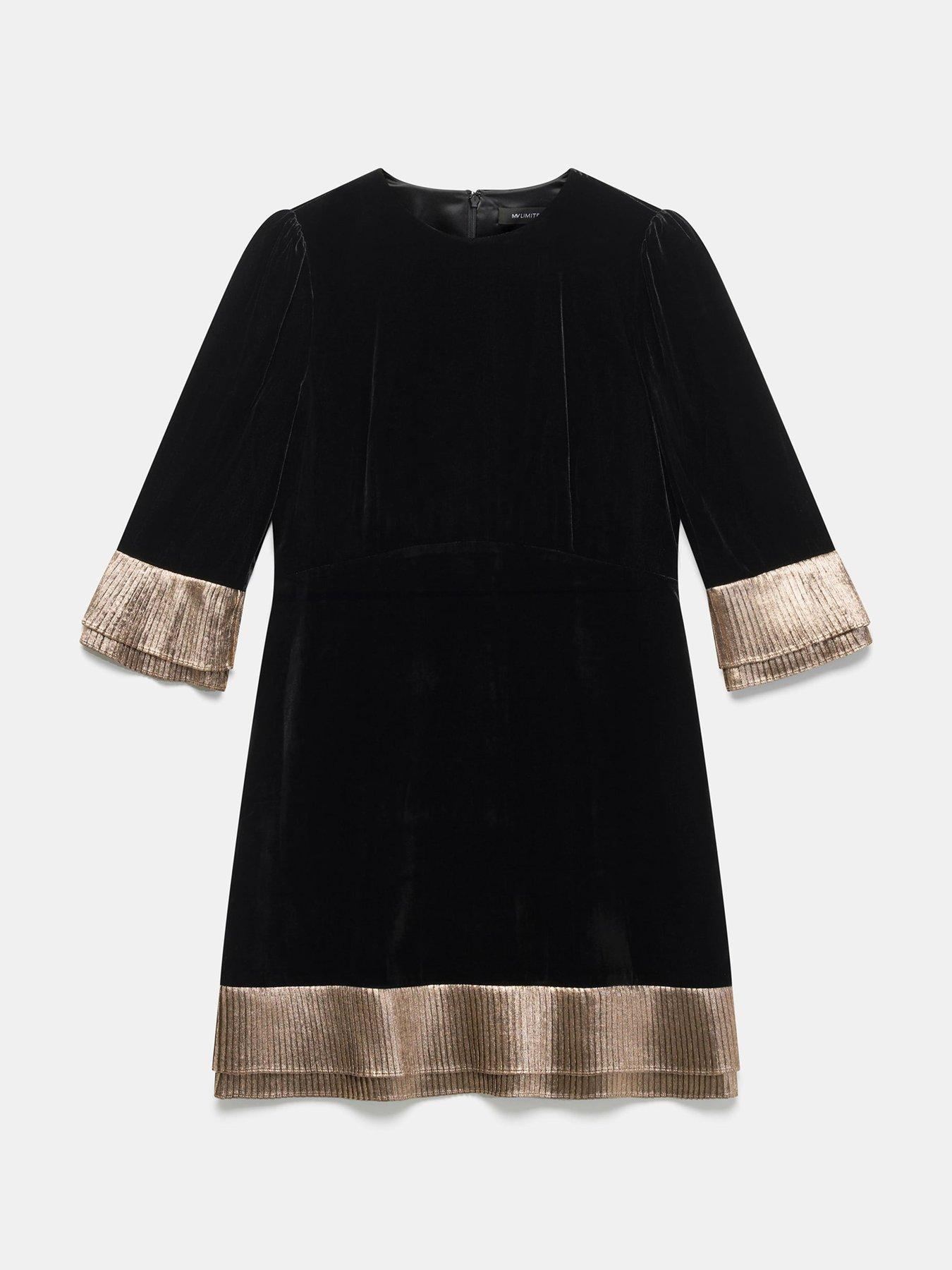 black velvet frill detail mini dress Mint Velvet Frill Detail Mini Dress - Black
