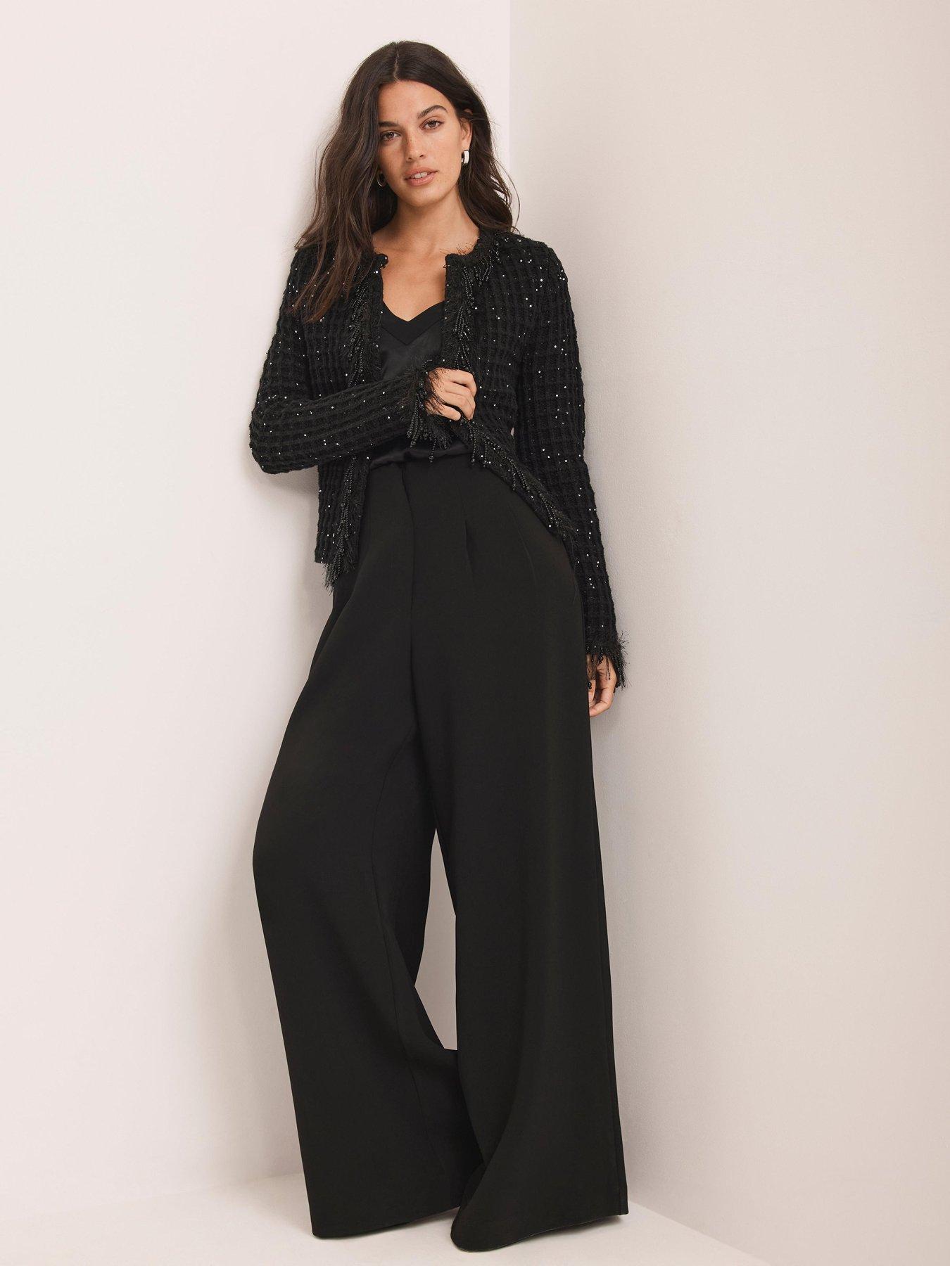 Image 3 of 6 of Mint Velvet Sequin Trim Jacket - Black