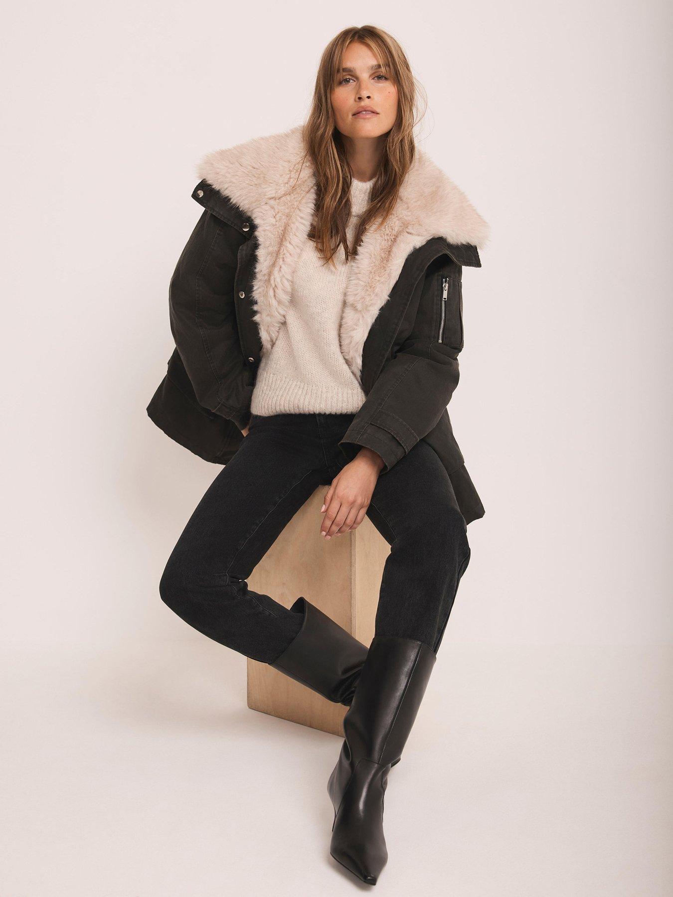 mint-velvet-khaki-wax-faux-fur-parkastillFront