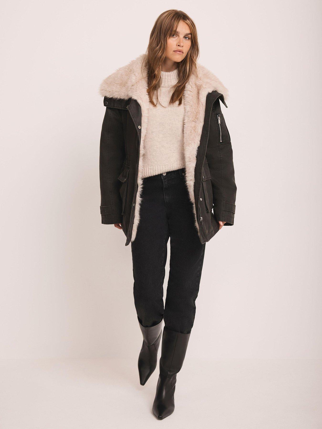 mint-velvet-khaki-wax-faux-fur-parkaoutfit