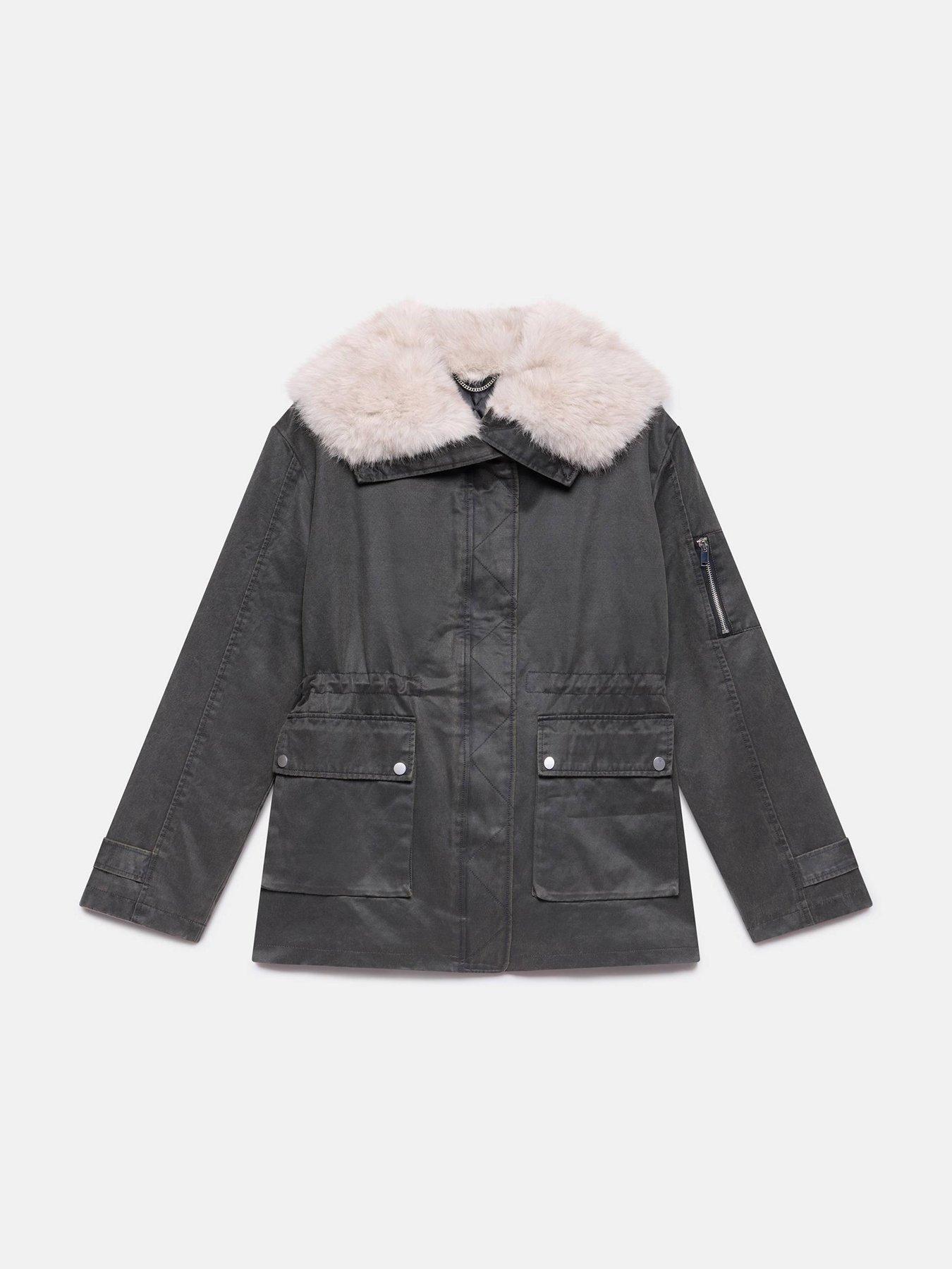 mint-velvet-khaki-wax-faux-fur-parkadetail