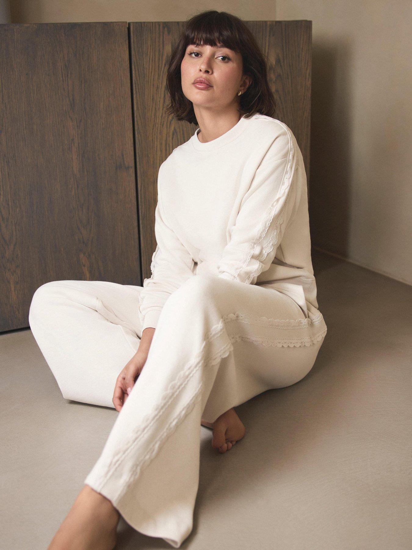 Mint Velvet Lace Trim Sweatshirt - Cream