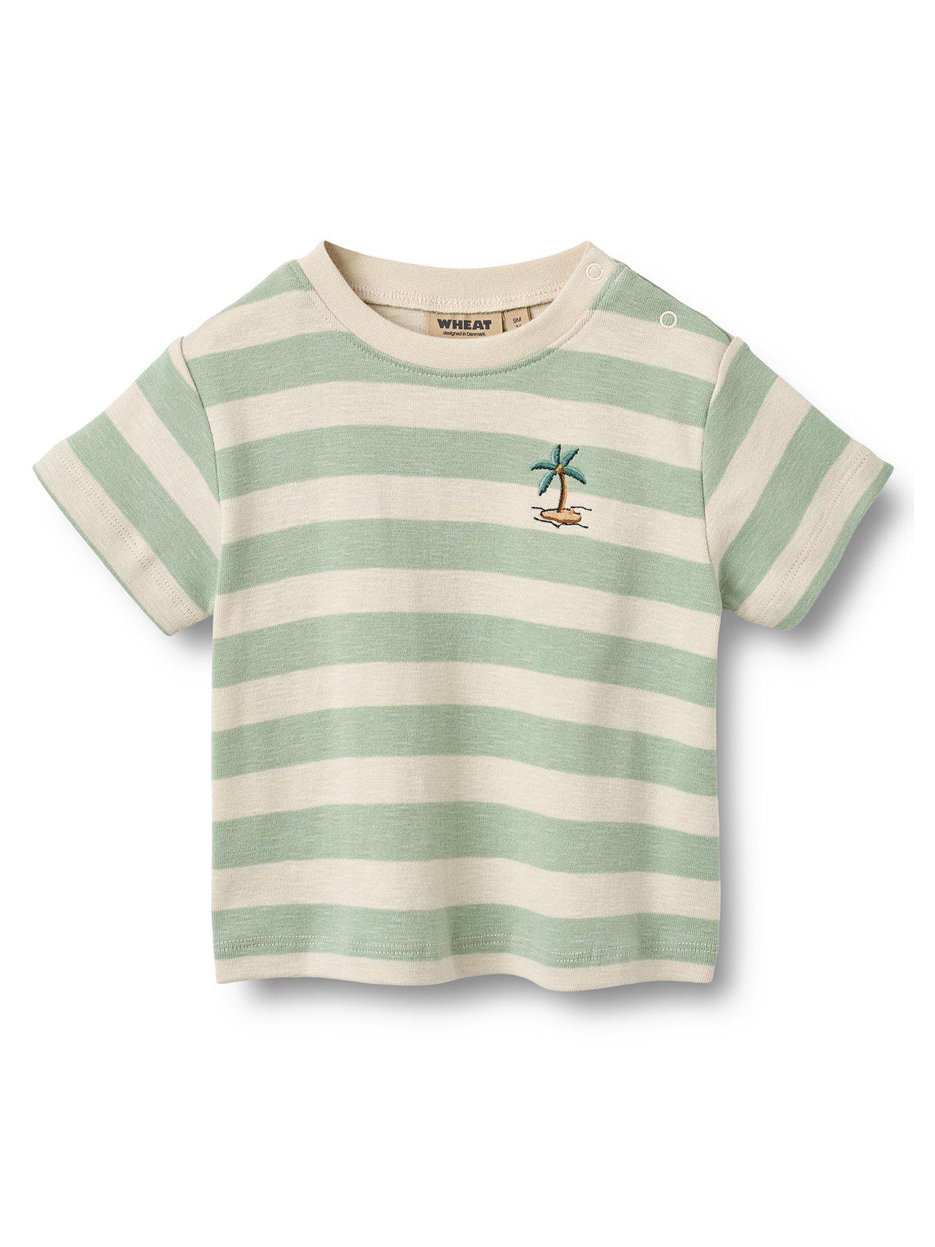 Wheat Baby Boys Sibling Liam Stripe Short Sleeve Tshirt - Green