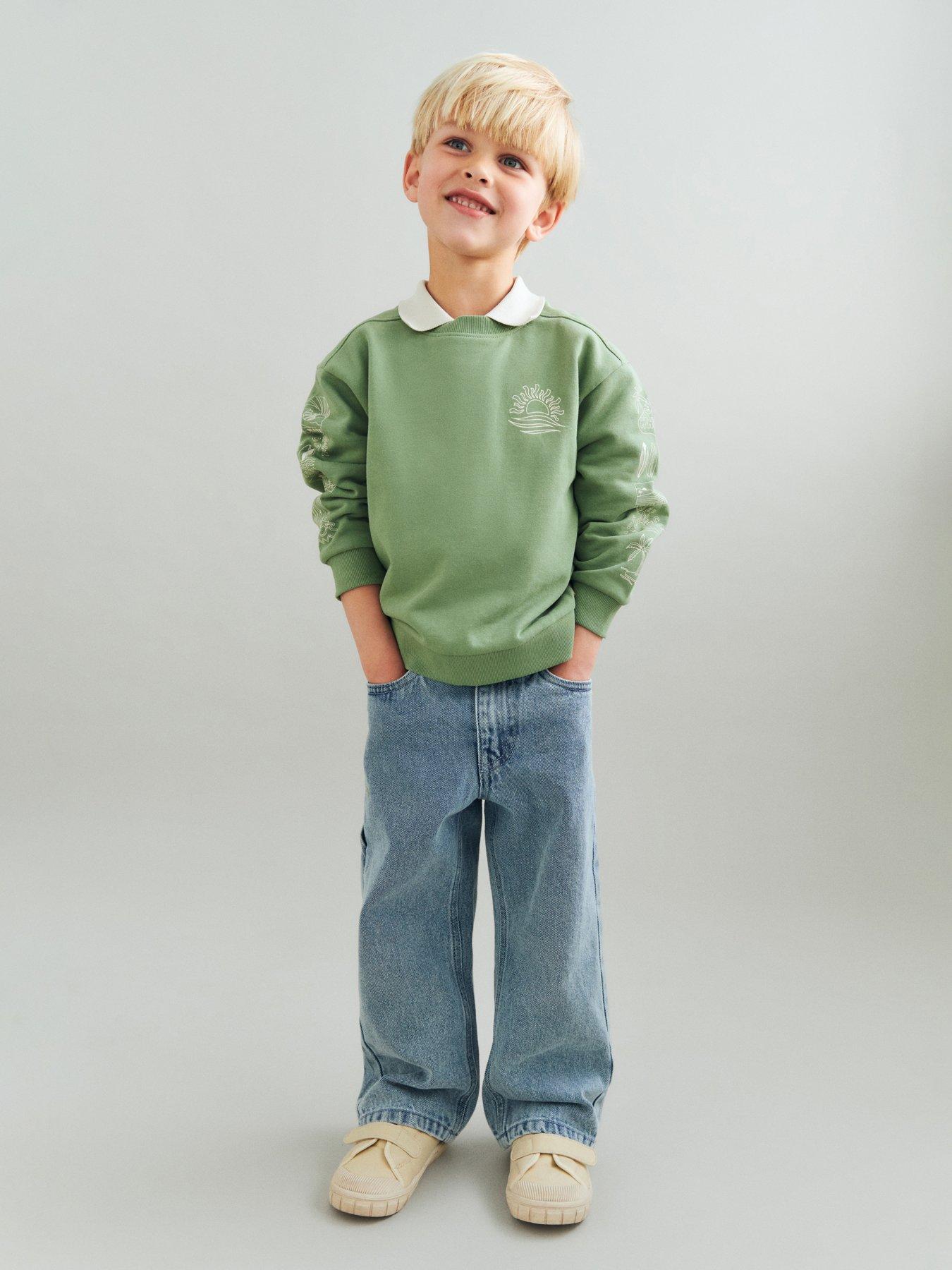 Image 1 of 4 of Wheat Boys Sibling Printed Sweat - Green