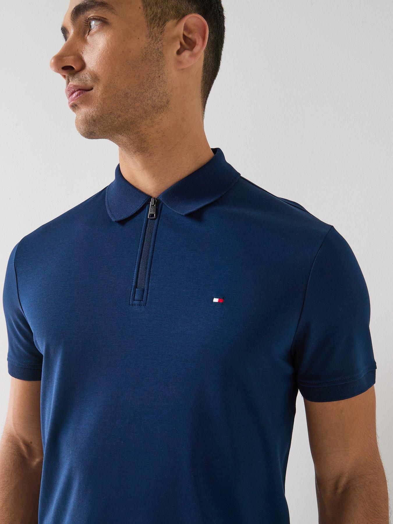 tommy-hilfiger-interlock-zip-neck-regular-fit-polo-shirt-navyoutfit