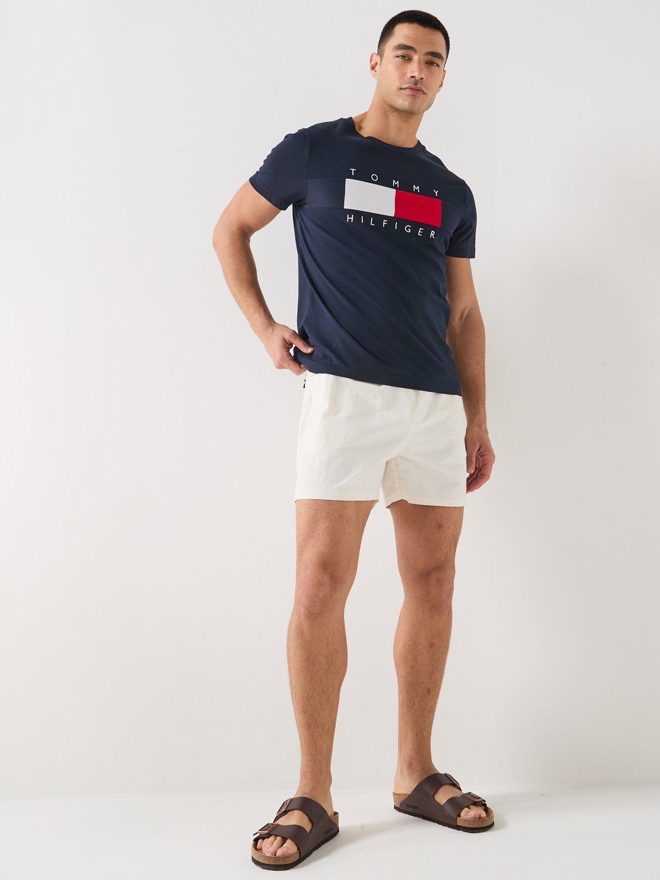 Image 3 of 5 of Tommy Hilfiger Tommy Hilfiger Essential Small Flag Medium Swim Shorts - White