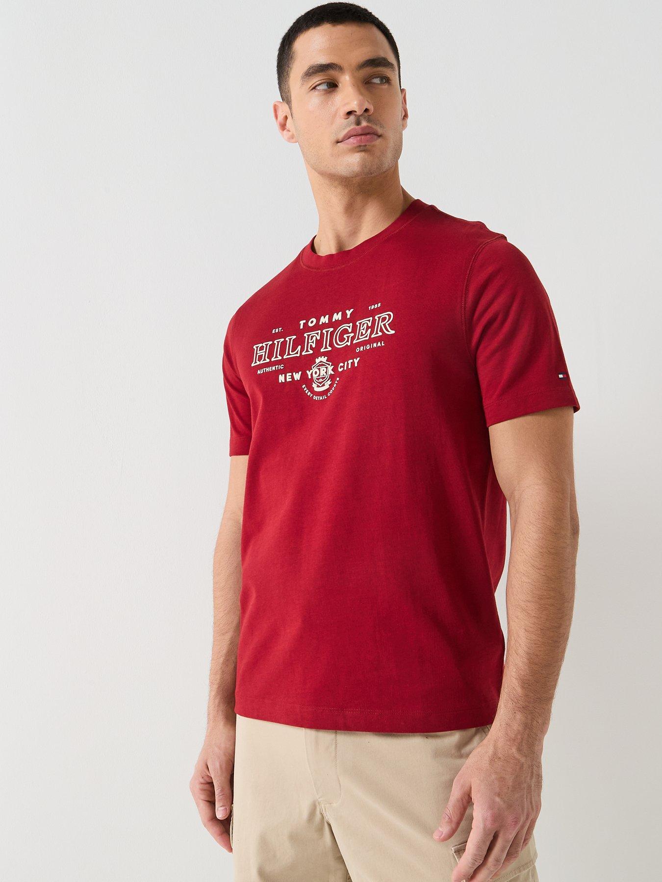 tommy-hilfiger-heritage-large-front-logo-t-shirt-redfront