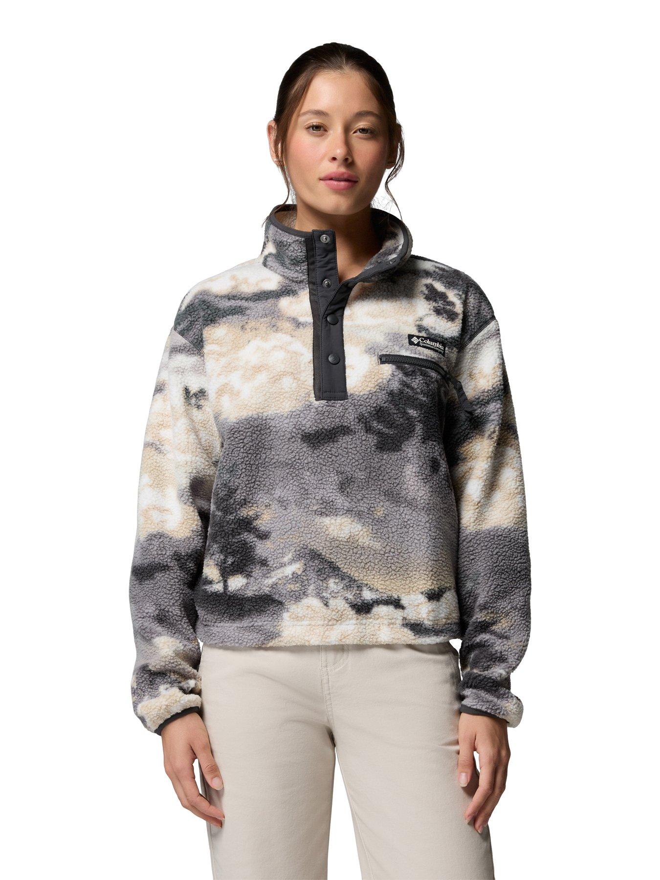 Columbia Womens Helvetia Ii Printed Cropped Half Snap Fleece - Black