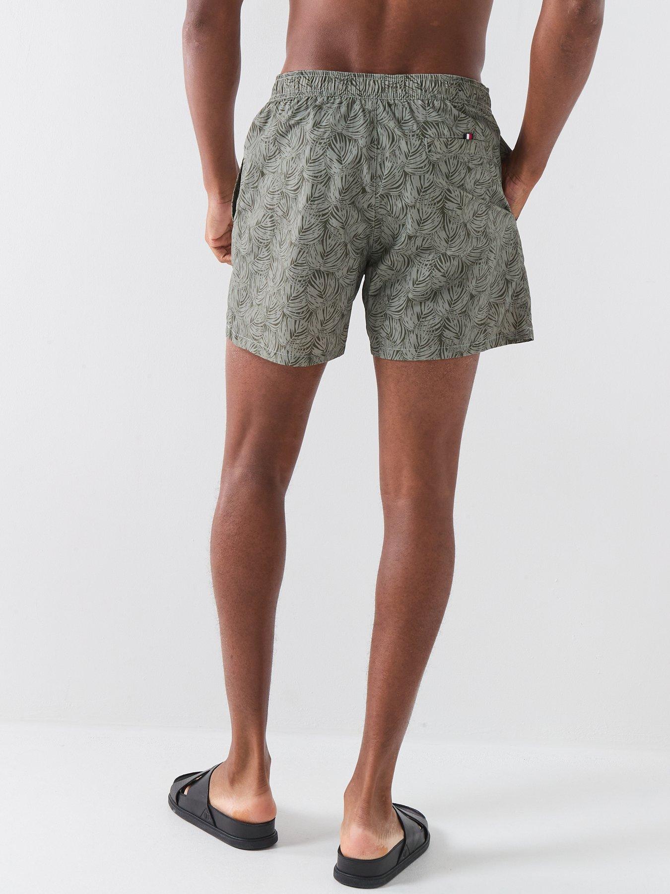 Image 2 of 4 of Tommy Hilfiger Printed Linear Side Logo Medium Swim Shorts - Green