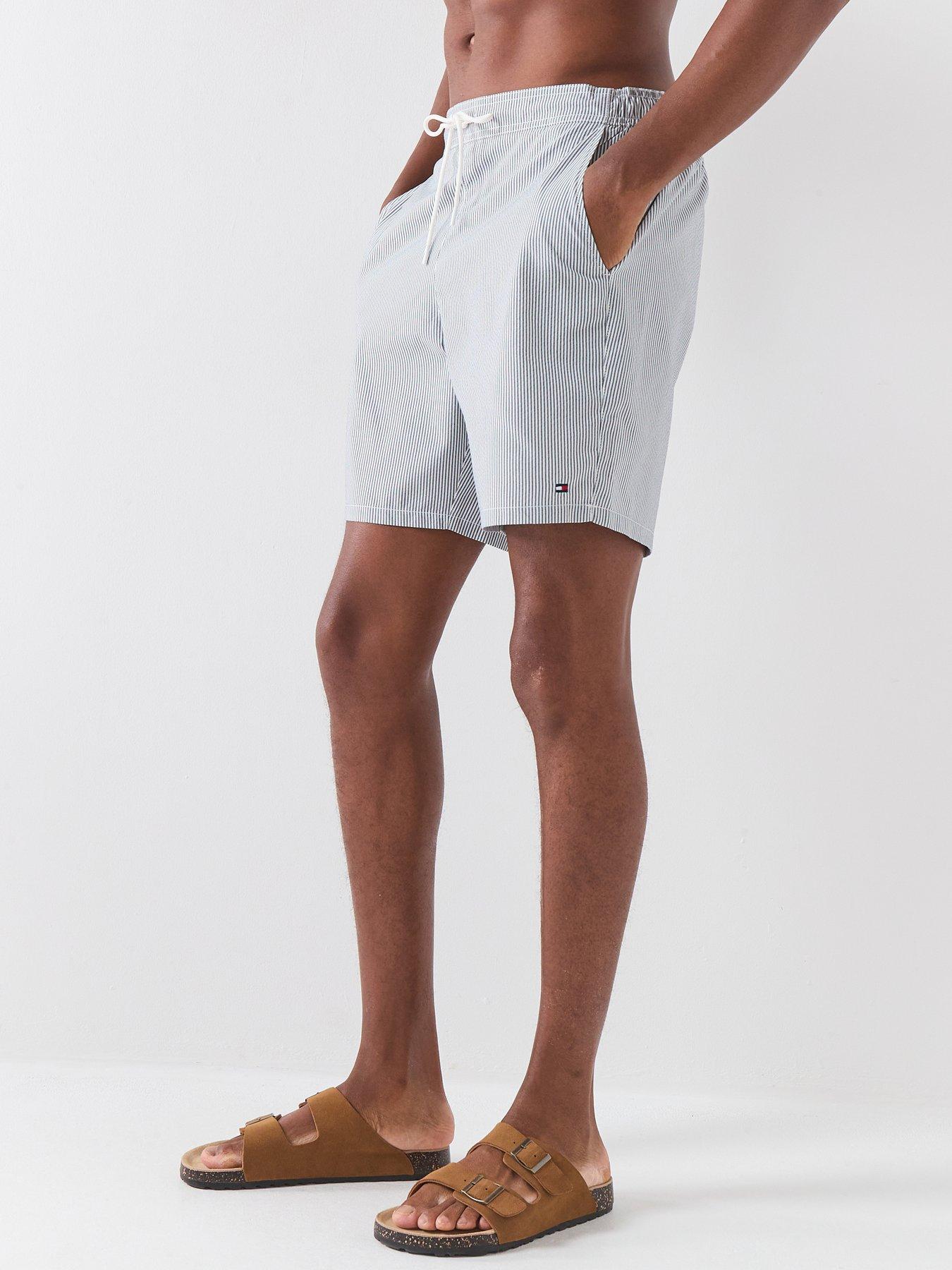 Image 1 of 4 of Tommy Hilfiger Essentials Ithaca Striped Long Swim Shorts - Navy
