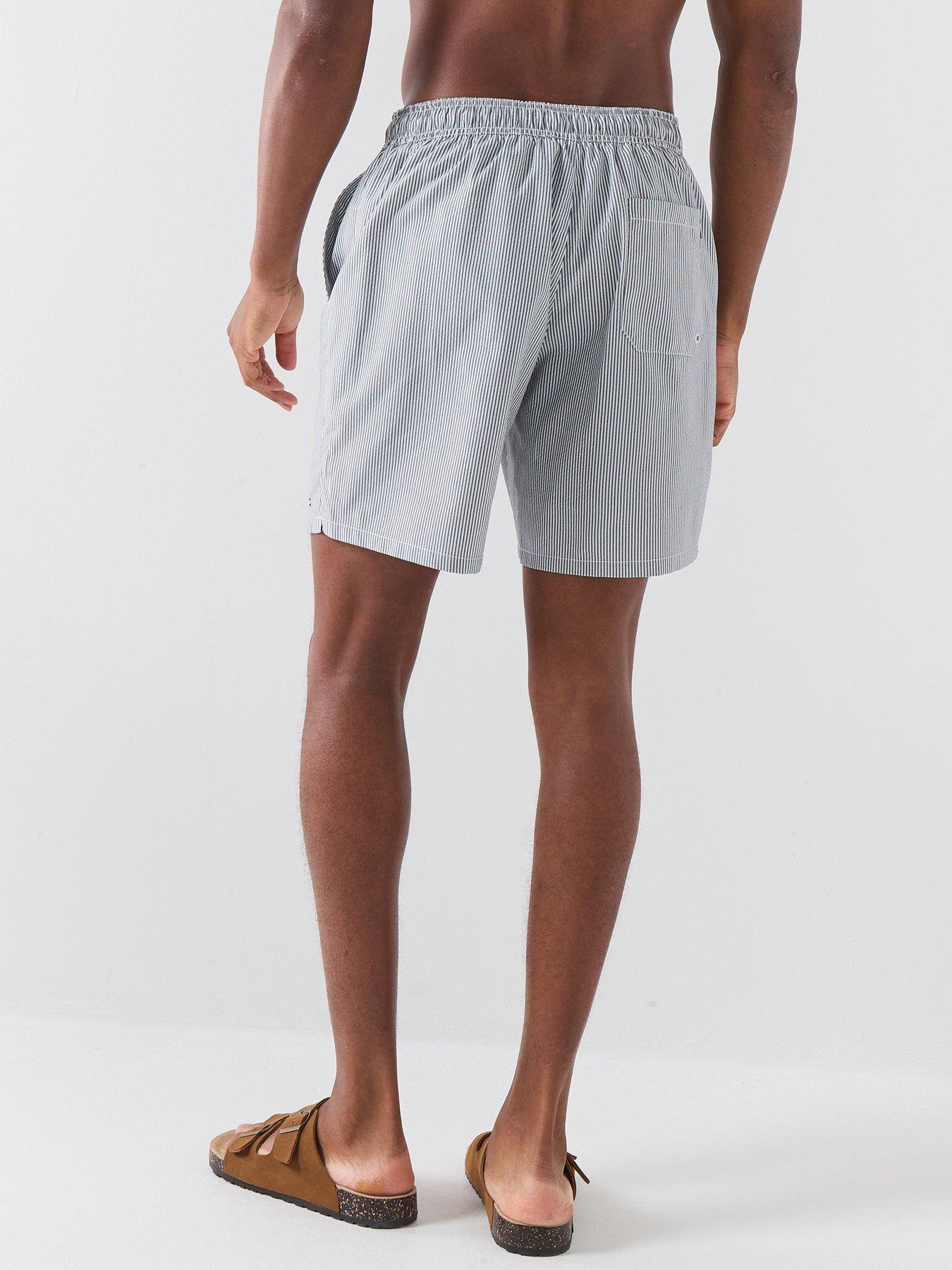 Image 2 of 4 of Tommy Hilfiger Essentials Ithaca Striped Long Swim Shorts - Navy