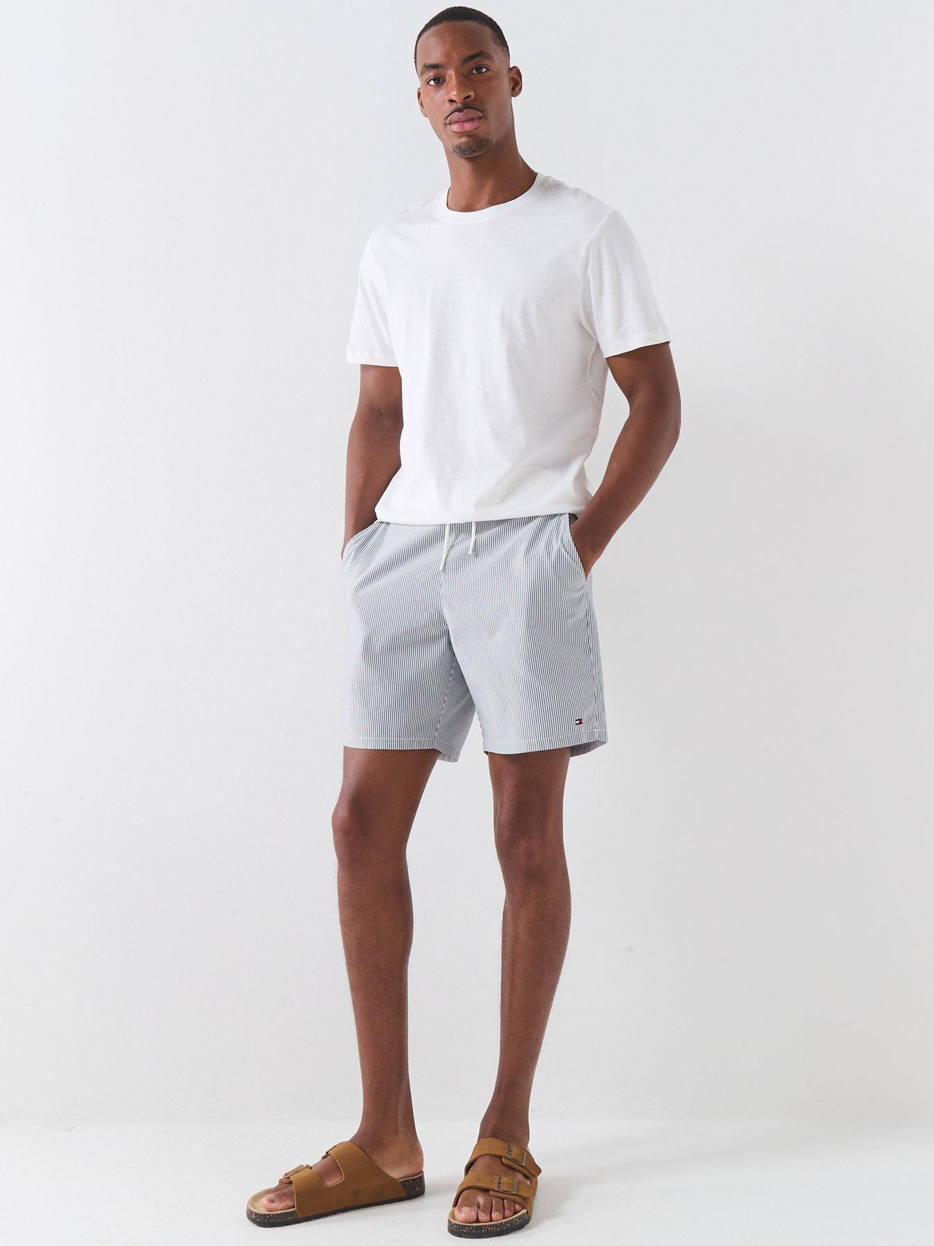 Image 3 of 4 of Tommy Hilfiger Essentials Ithaca Striped Long Swim Shorts - Navy