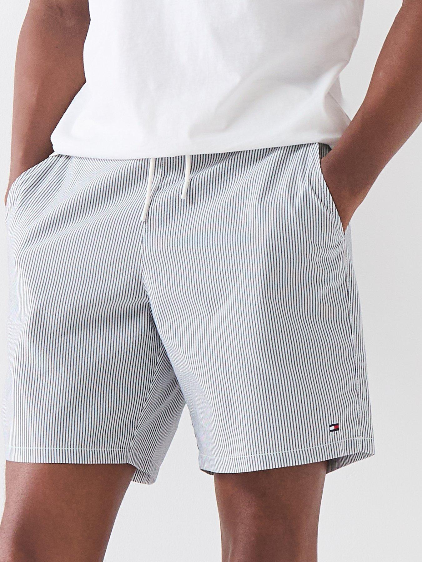 Image 4 of 4 of Tommy Hilfiger Essentials Ithaca Striped Long Swim Shorts - Navy