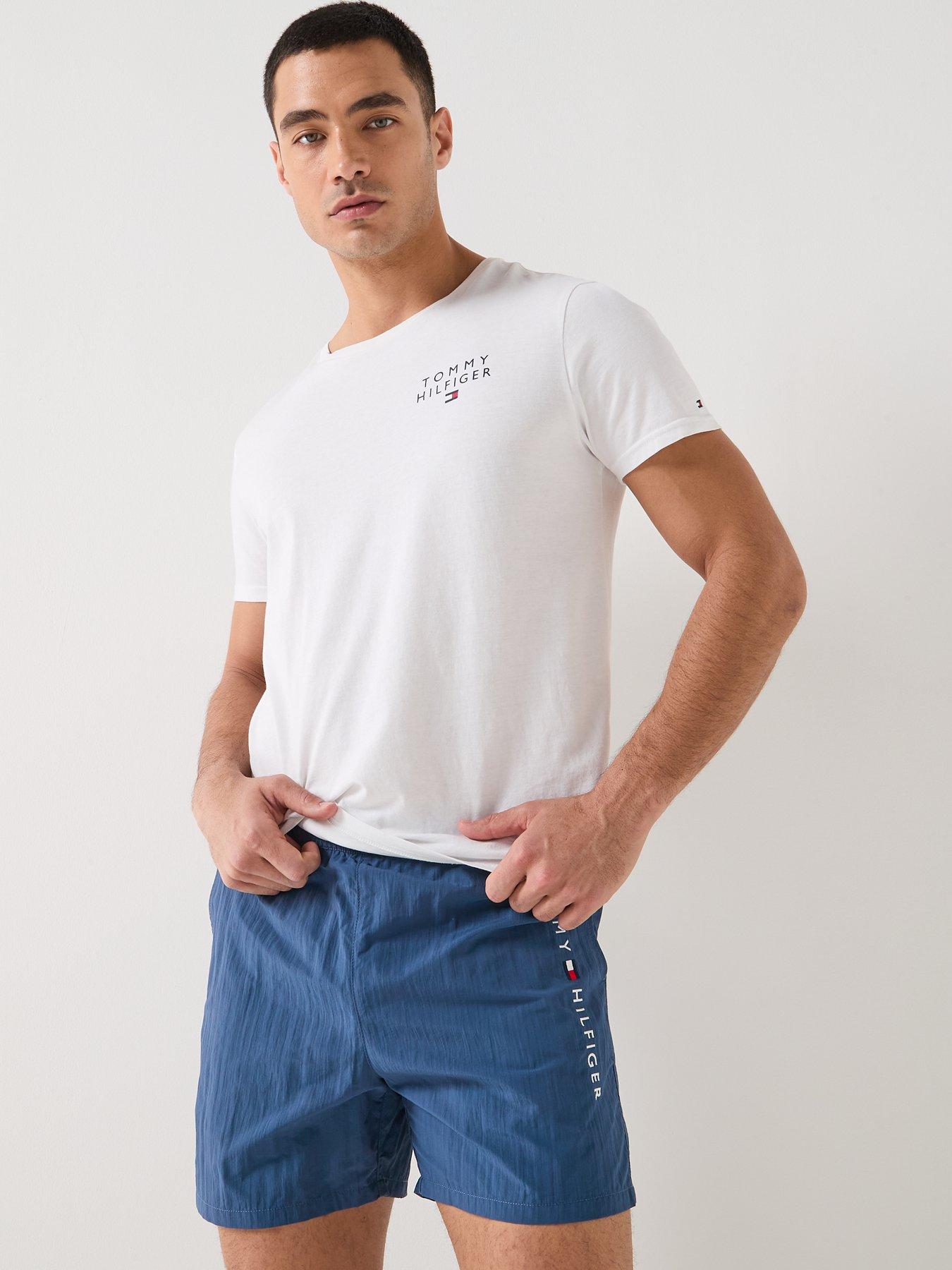 Image 5 of 6 of Tommy Hilfiger Side Linear Logo Swimshorts - Blue