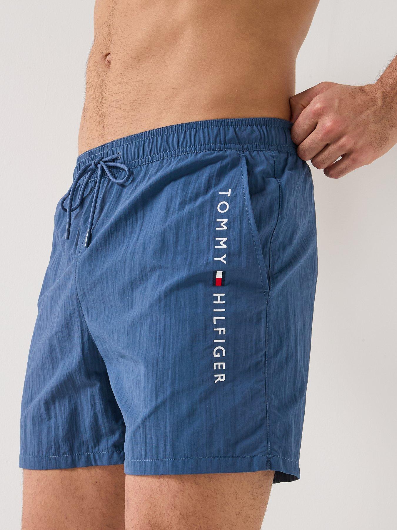 Image 6 of 6 of Tommy Hilfiger Side Linear Logo Swimshorts - Blue