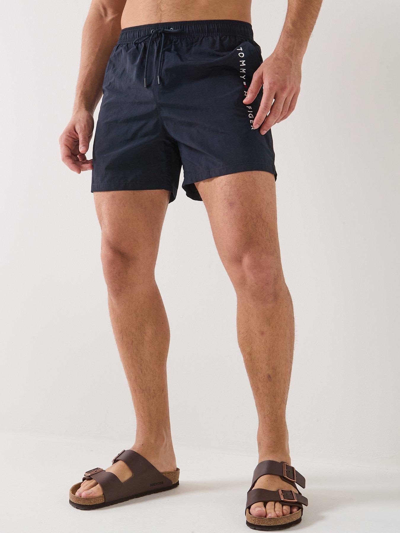 Image 1 of 5 of Tommy Hilfiger Side Linear Logo Swim Shorts&nbsp;- Navy