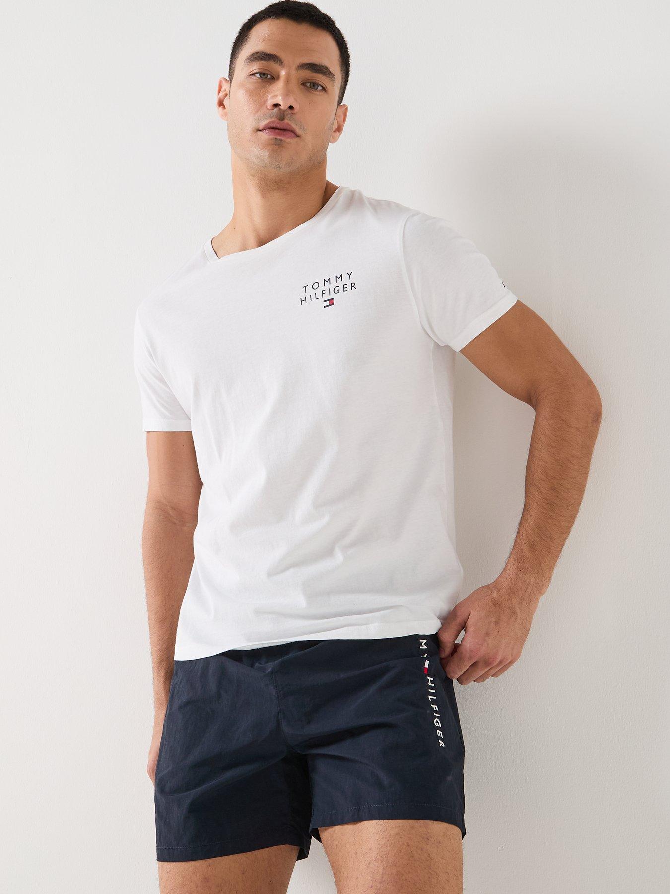 Image 5 of 5 of Tommy Hilfiger Side Linear Logo Swim Shorts&nbsp;- Navy