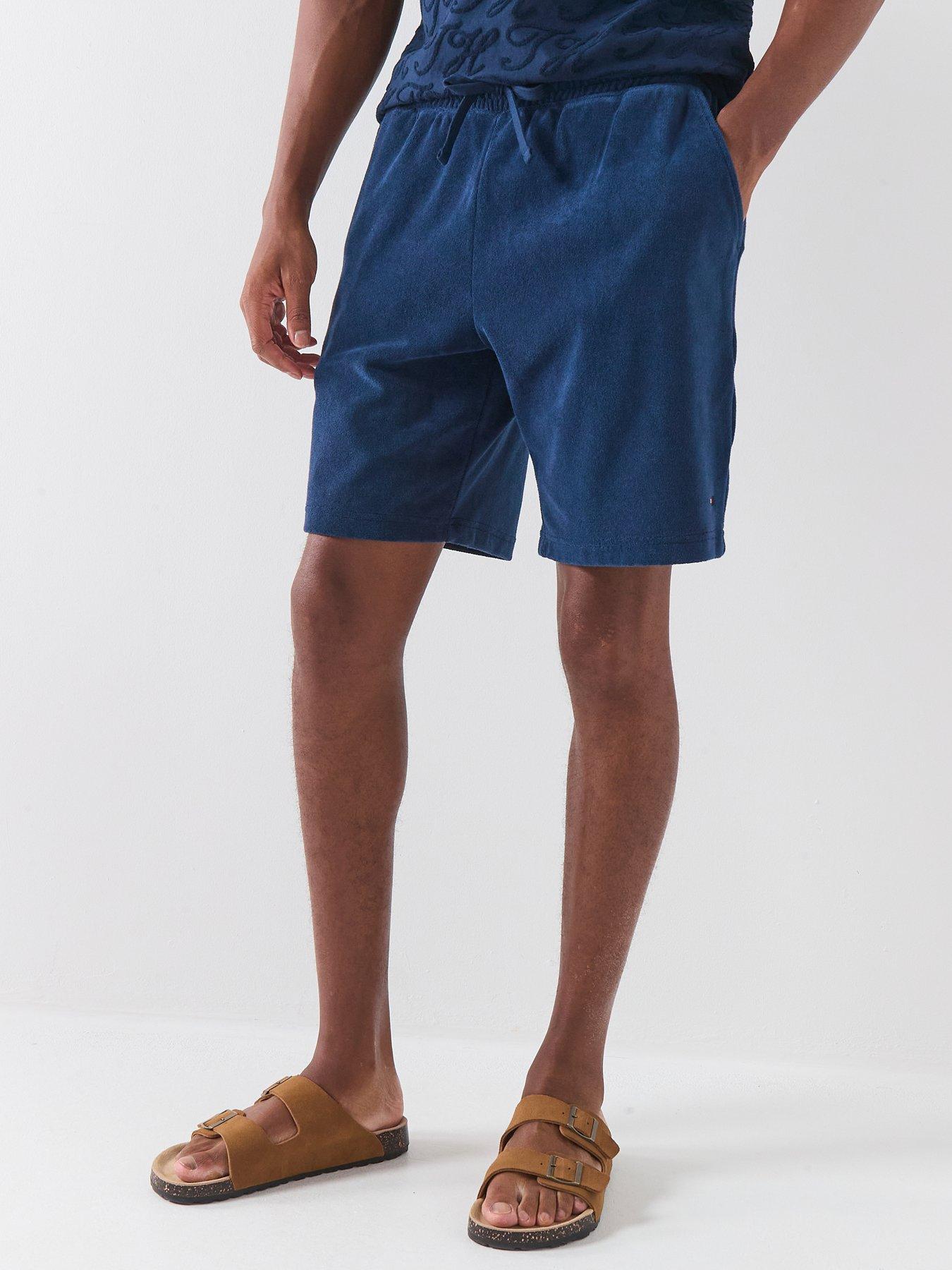 tommy-hilfiger-towelling-sweat-shorts-navyfront