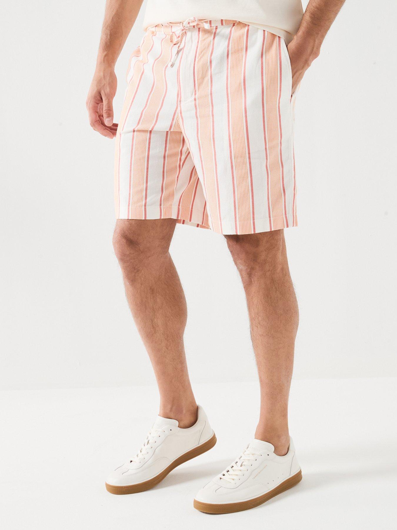 tommy-hilfiger-pastel-stripe-shorts-orangefront