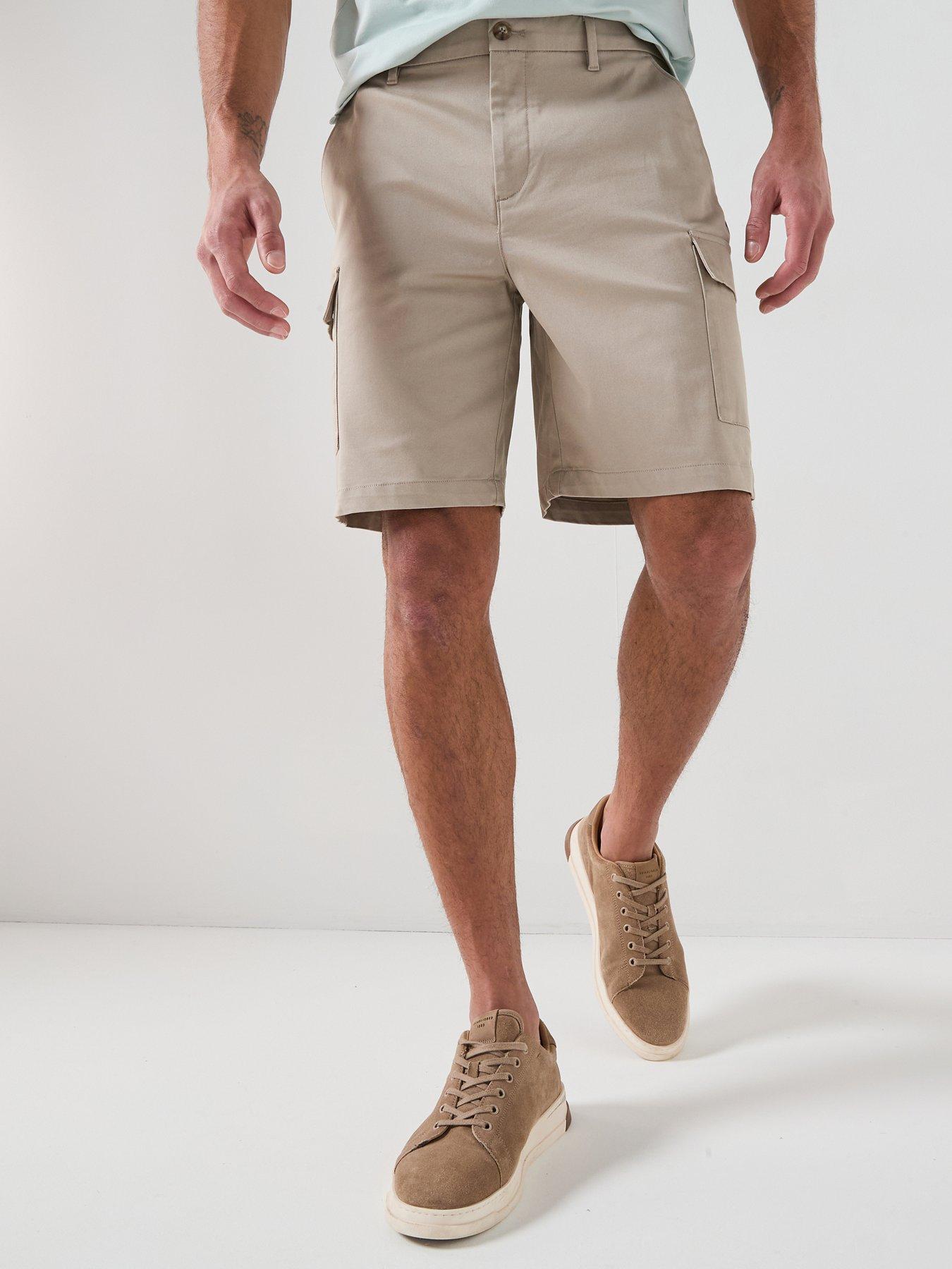 Calvin Klein Refined Stretch Cargo Shorts - Beige