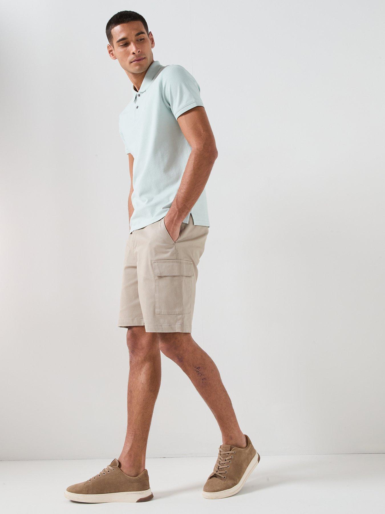 Image 6 of 6 of Calvin Klein Calvin Klein Refined Stretch Cargo Shorts - Beige