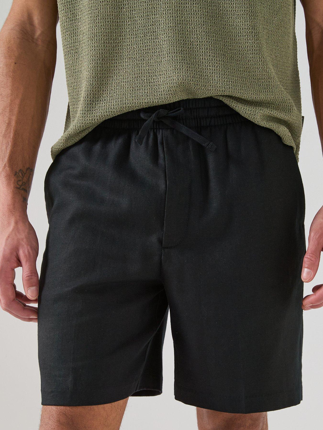 calvin-klein-straight-fit-linen-shorts-blackdetail
