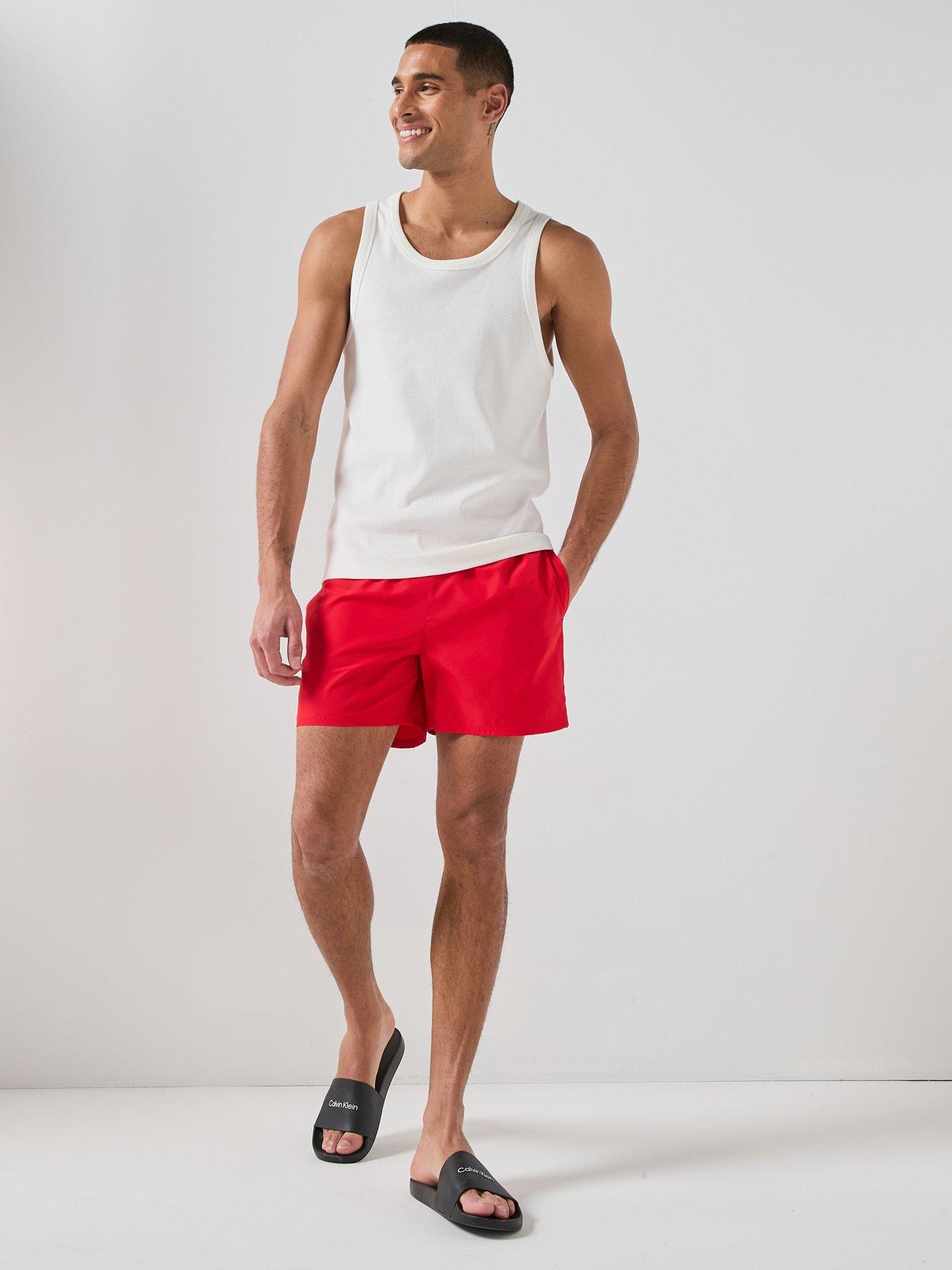 calvin-klein-essential-double-waistband-medium-swim-shorts-redback