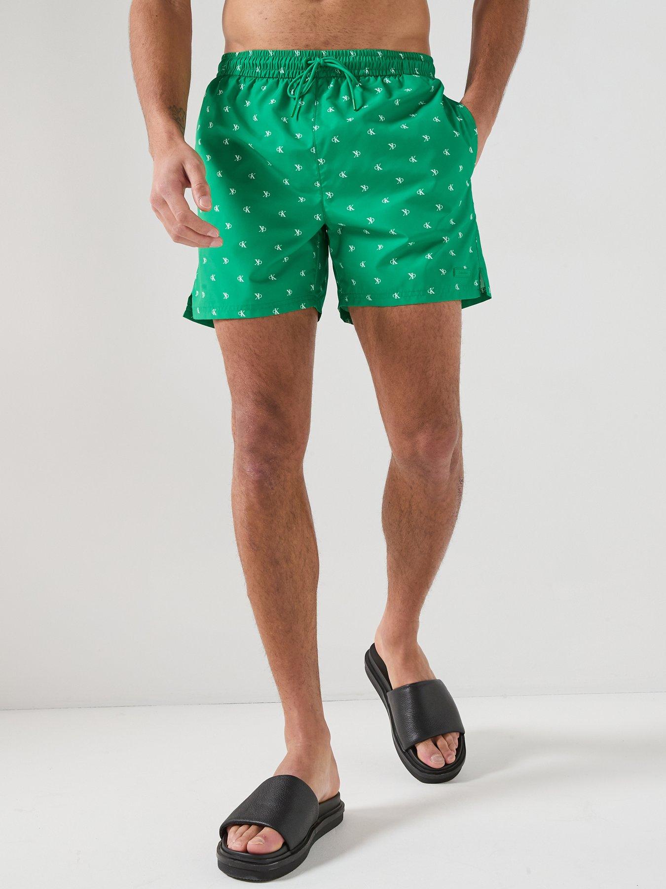 Calvin Klein Essenital All Over Logo Medium Swim Shorts - Green