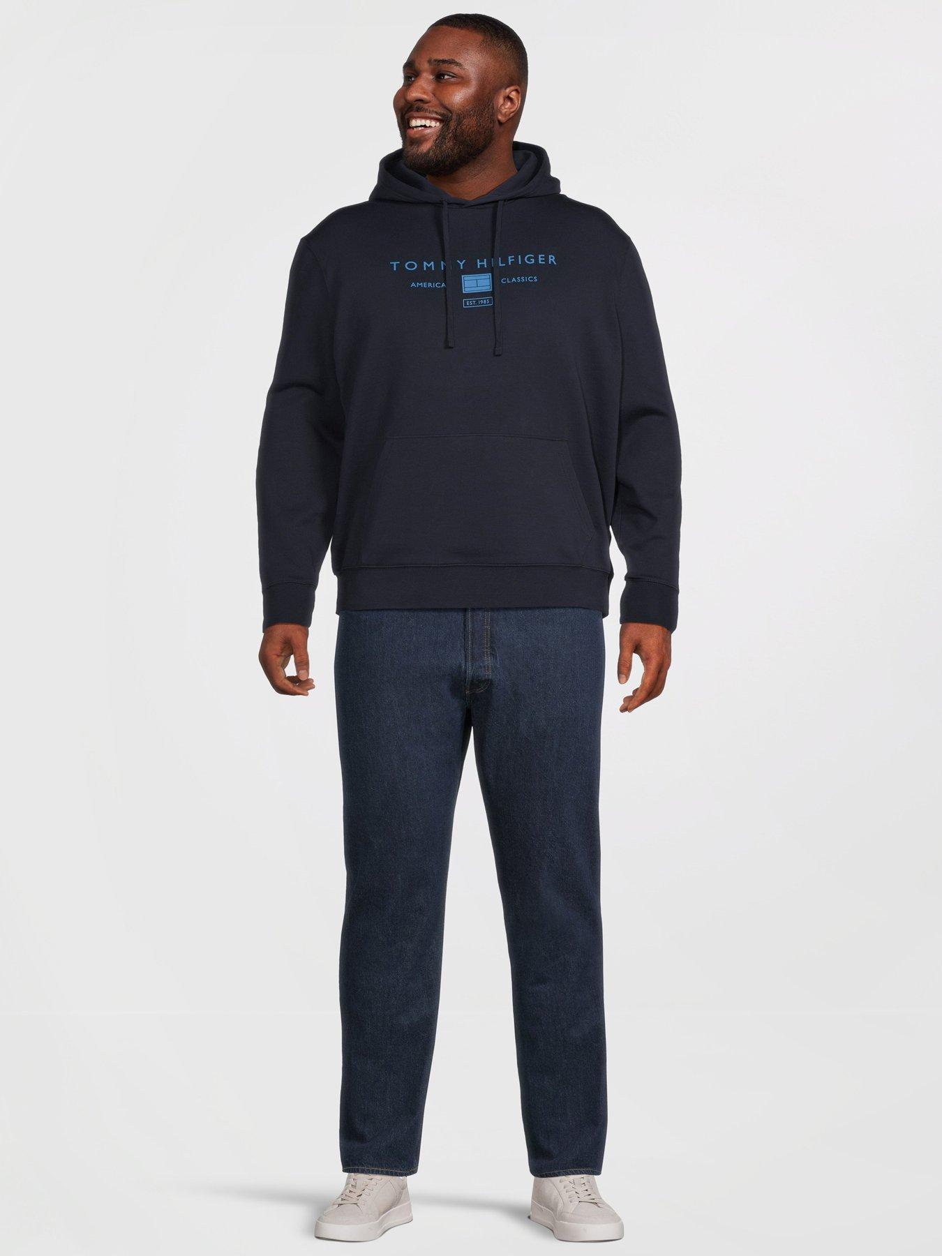 Image 3 of 5 of Tommy Hilfiger Big &amp; Tall Mono Stack Logo Overhead Hoodie - Navy