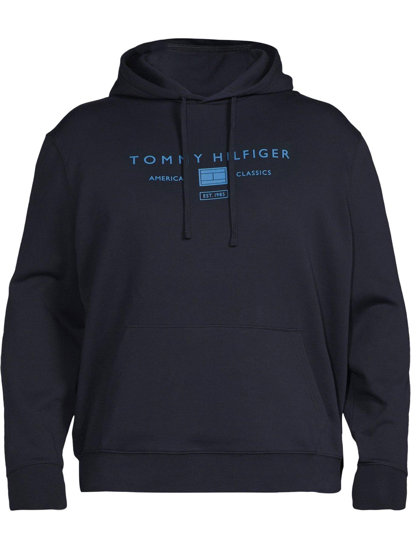 Image 5 of 5 of Tommy Hilfiger Big &amp; Tall Mono Stack Logo Overhead Hoodie - Navy