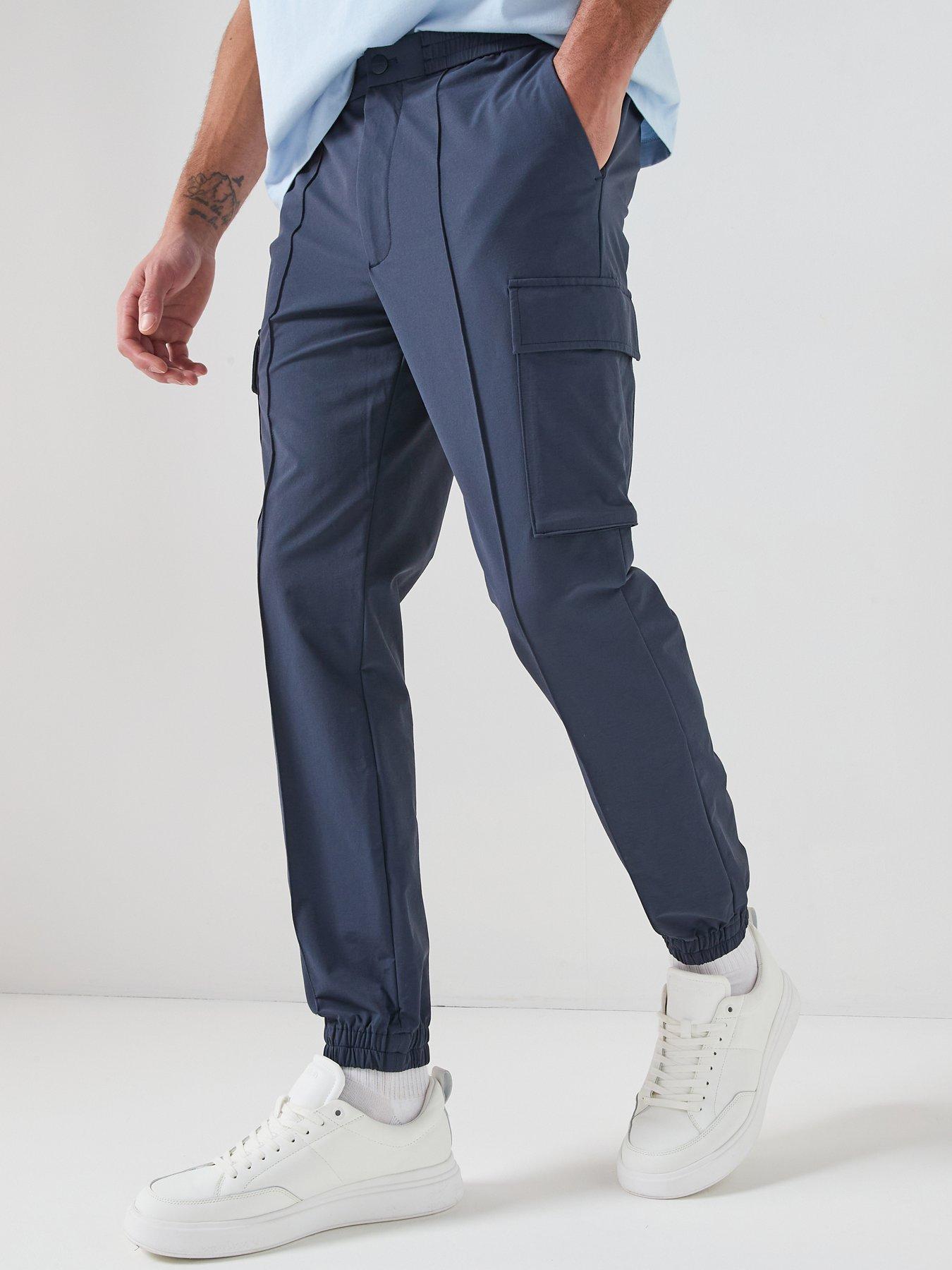 calvin-klein-tech-dobby-cargo-pants-bluefront