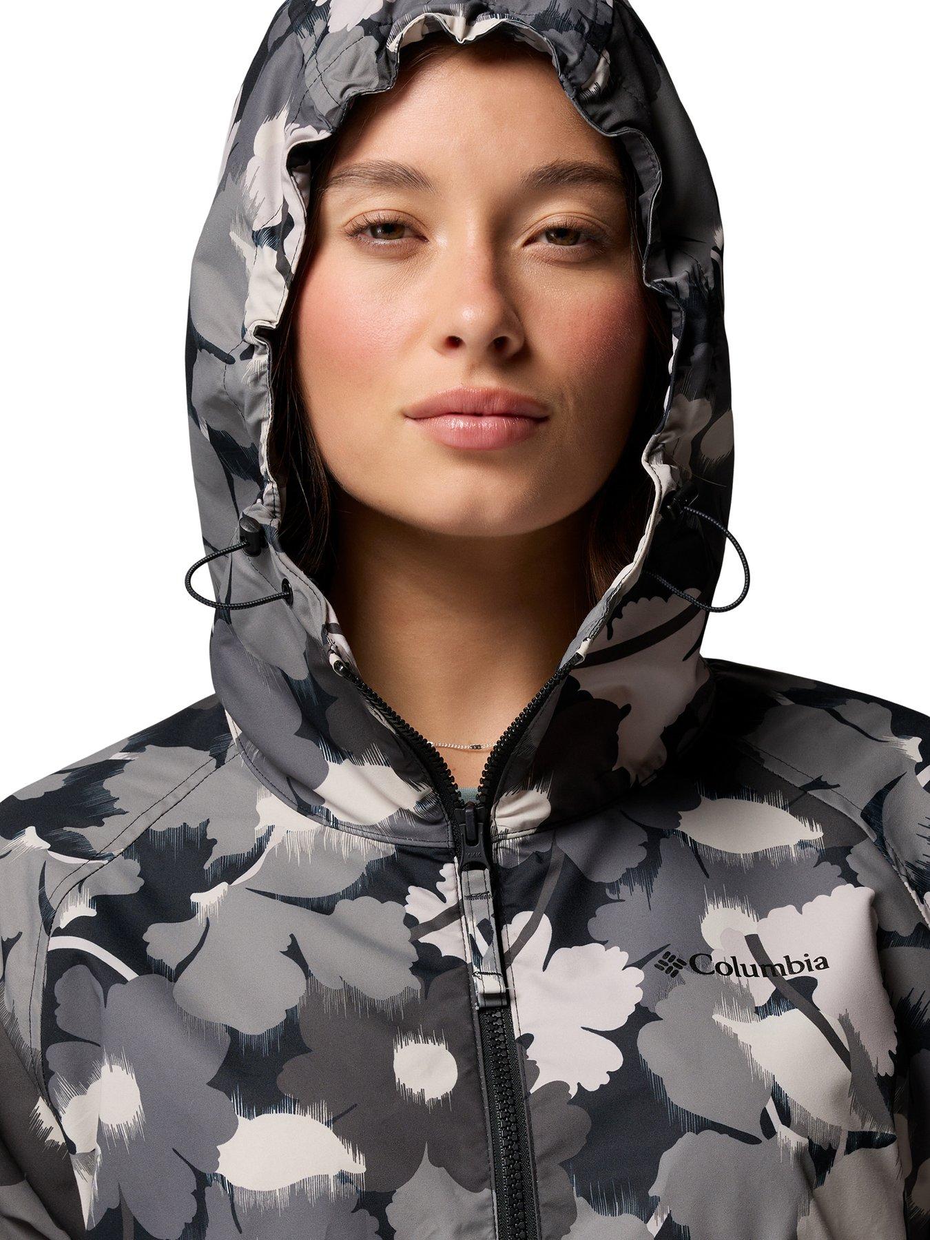 Image 5 of 6 of Columbia Womens Spire Valley Printed Windbreaker - Black