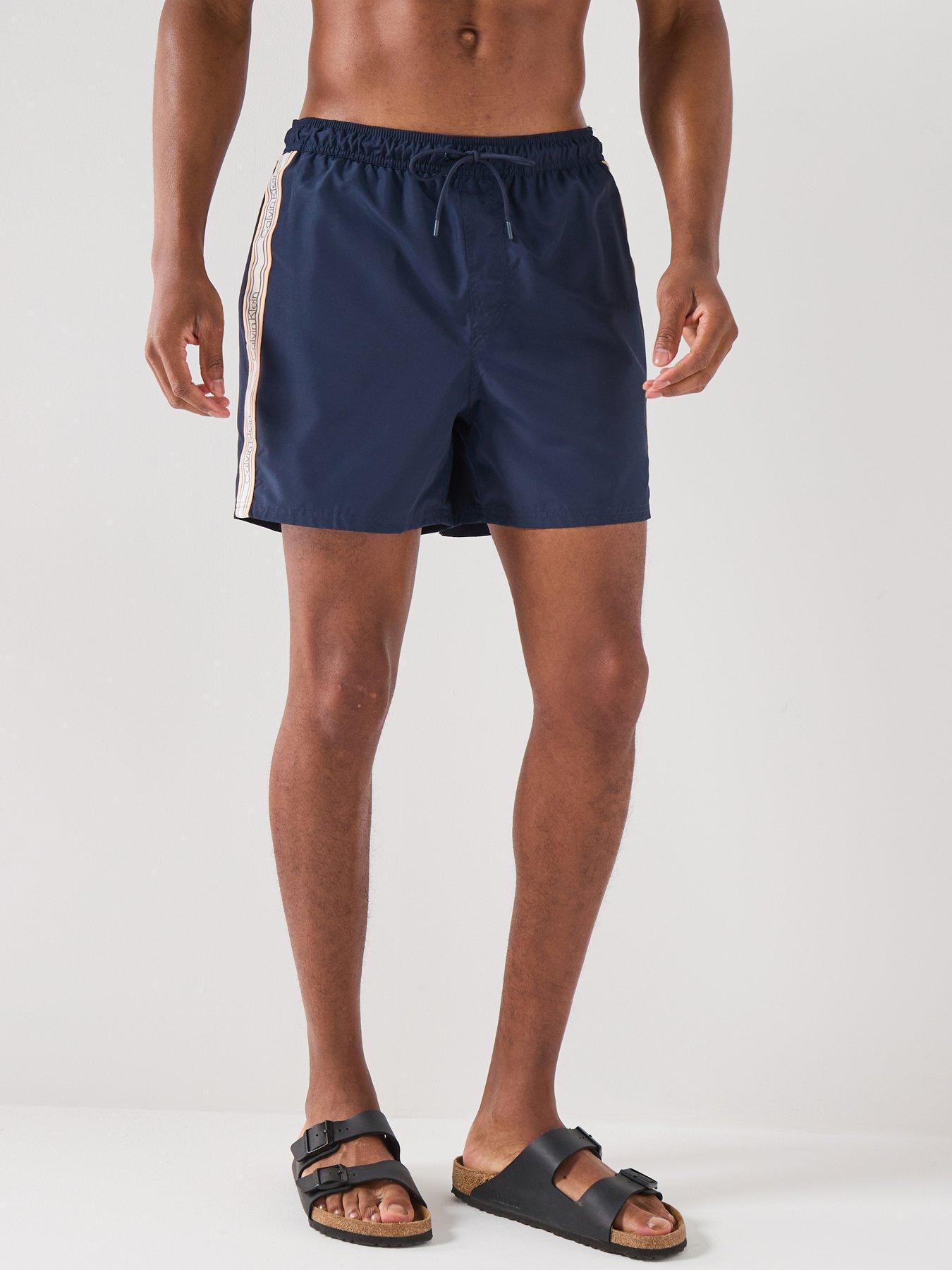Calvin Klein Retro Sport Side Tape Logo Medium Swim Shorts - Blue