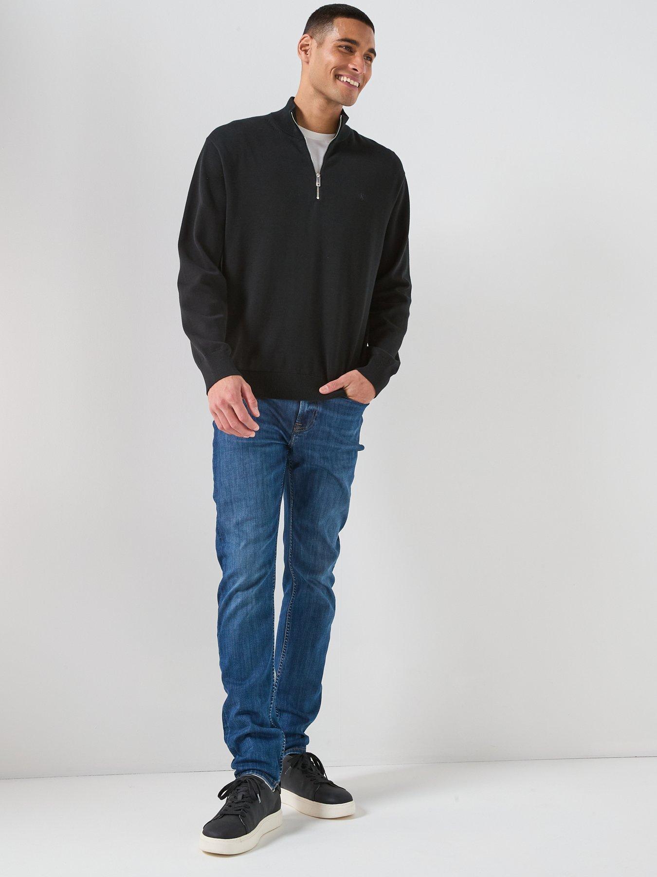 Image 3 of 6 of Calvin Klein Supima Cotton 1/2 Zip Knitted Jumper - Black