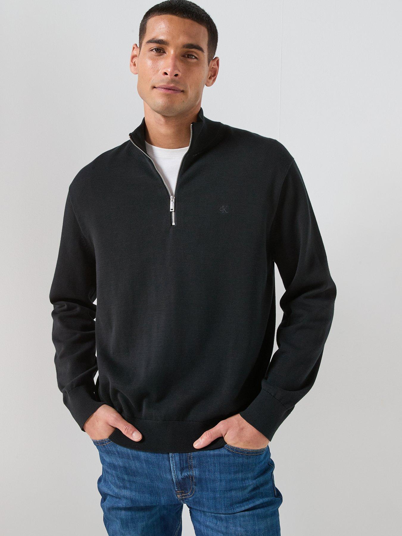 Image 4 of 6 of Calvin Klein Supima Cotton 1/2 Zip Knitted Jumper - Black